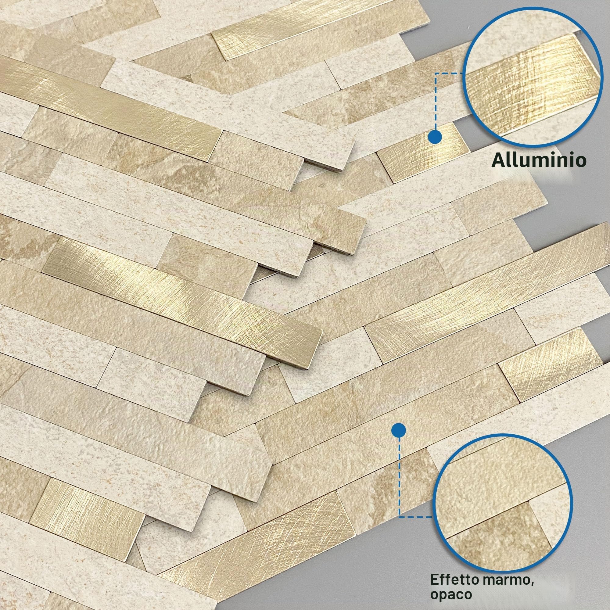 Mofit - Piastrelle adesive 3D in mattoni di pietra, per cucina, autoadesive, piastrelle a mosaico lineari, per bagno, camino, vanità (beige, 10 fogli)