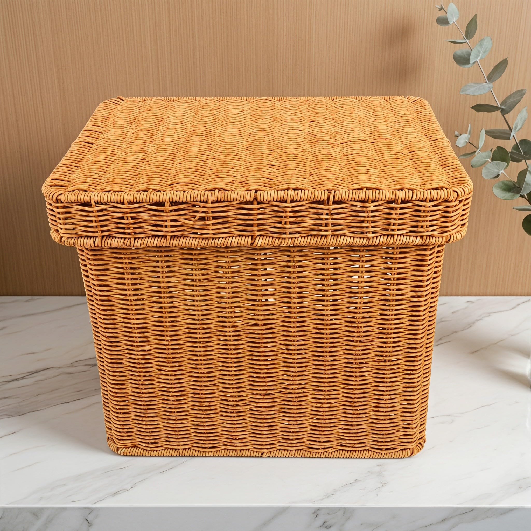 Toddmomy Skrzynka na dokumenty z imitacji rattanu, plastikowa, 14,2 x 11,8