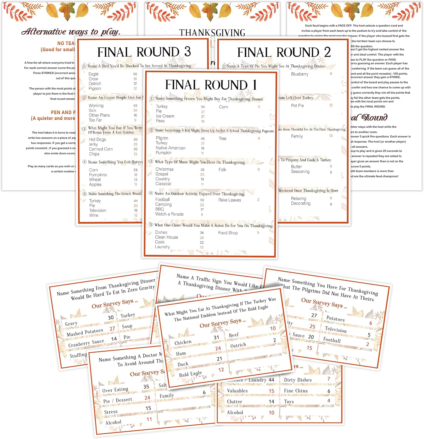 Amazon.com: Thanksgiving Friendly Feud Game Set, Friendly Feud Quiz ...