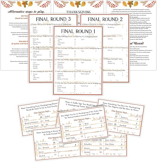 Amazon.com: Thanksgiving Friendly Feud Game Set, Friendly Feud Quiz ...
