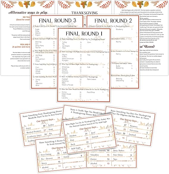 Amazon.com: Thanksgiving Friendly Feud Game Set, Friendly Feud Quiz ...