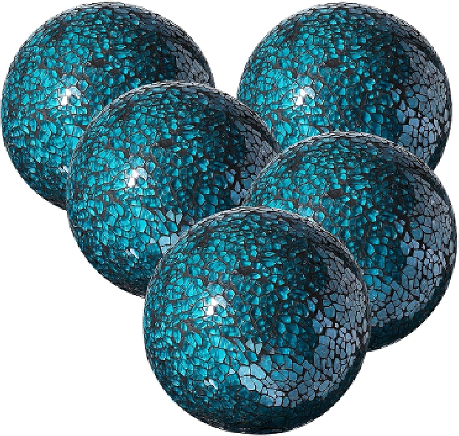 WHOLE HOUSEWARES Decorative Balls for Bowls Set of 5 Glass Mosaic