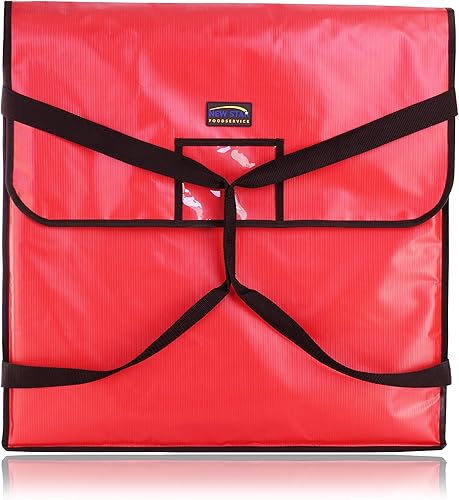 New Star Foodservice 50400 Bolsa de entrega de pizza aislada, 24 x 24 x 5 pulgadas, color rojo