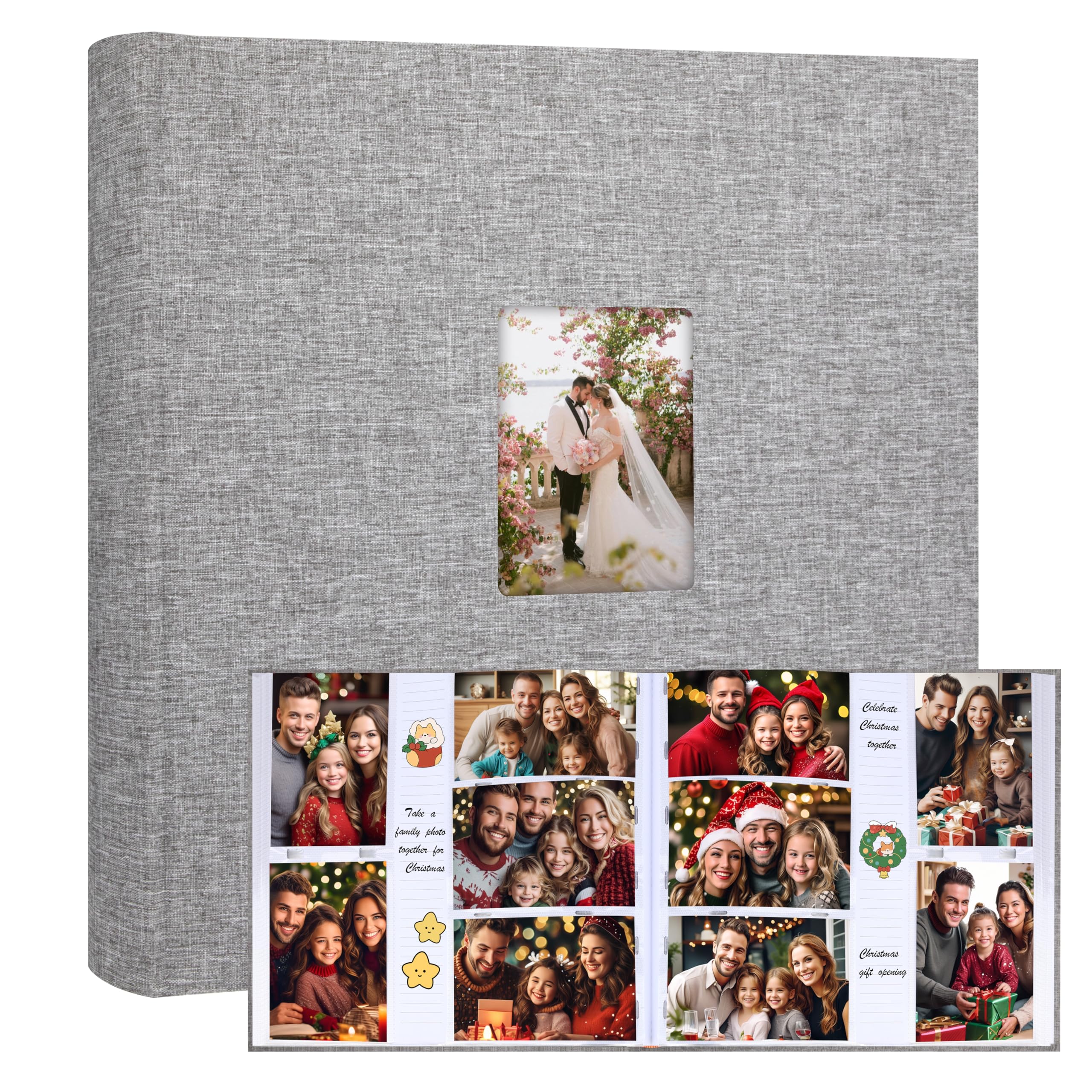 Álbum de fotos de 600 bolsillos de 4x6 pulgadas con tapa de lino