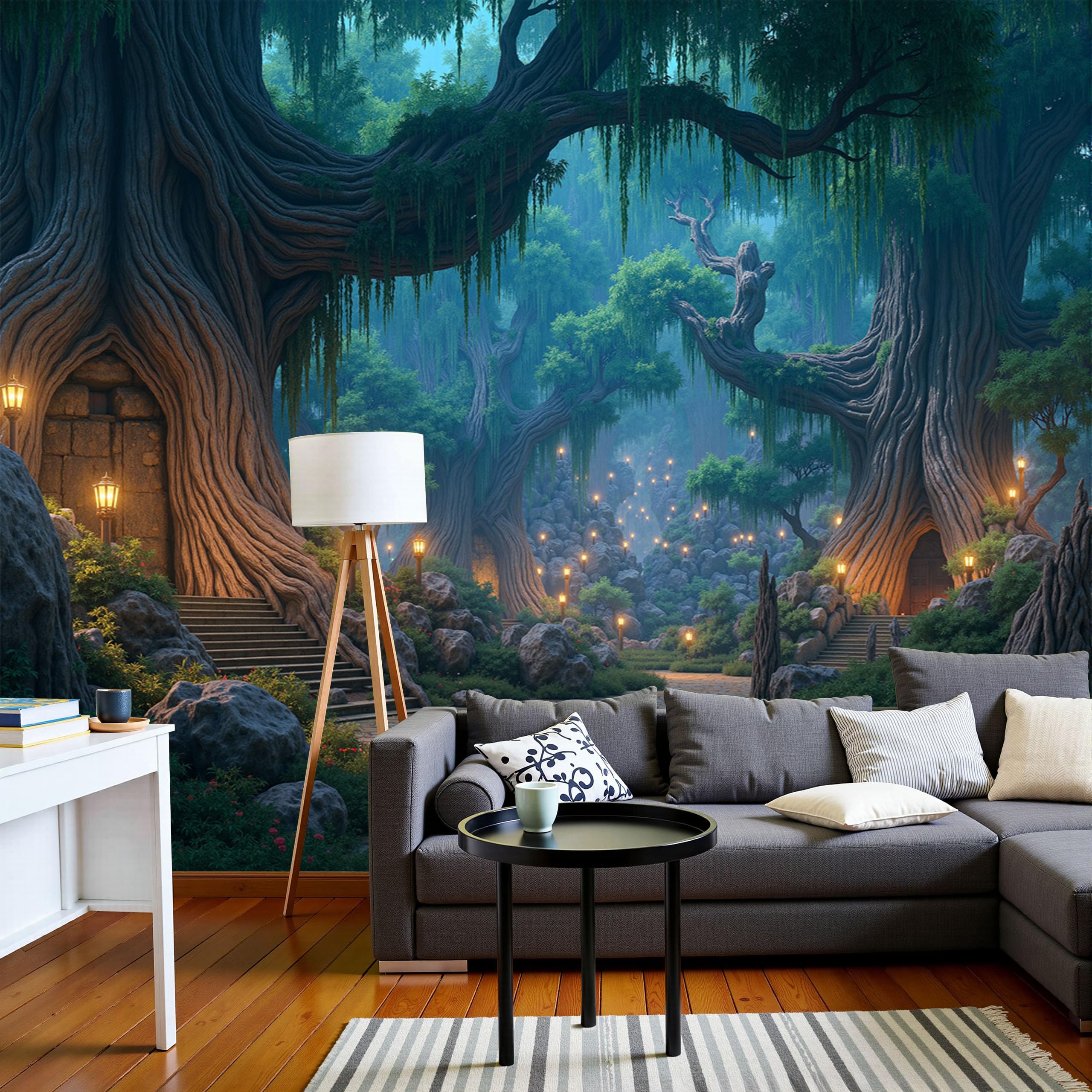 Papier Peint Panoramique Forêt Magique Poster Mural Salon Chambre 400x280