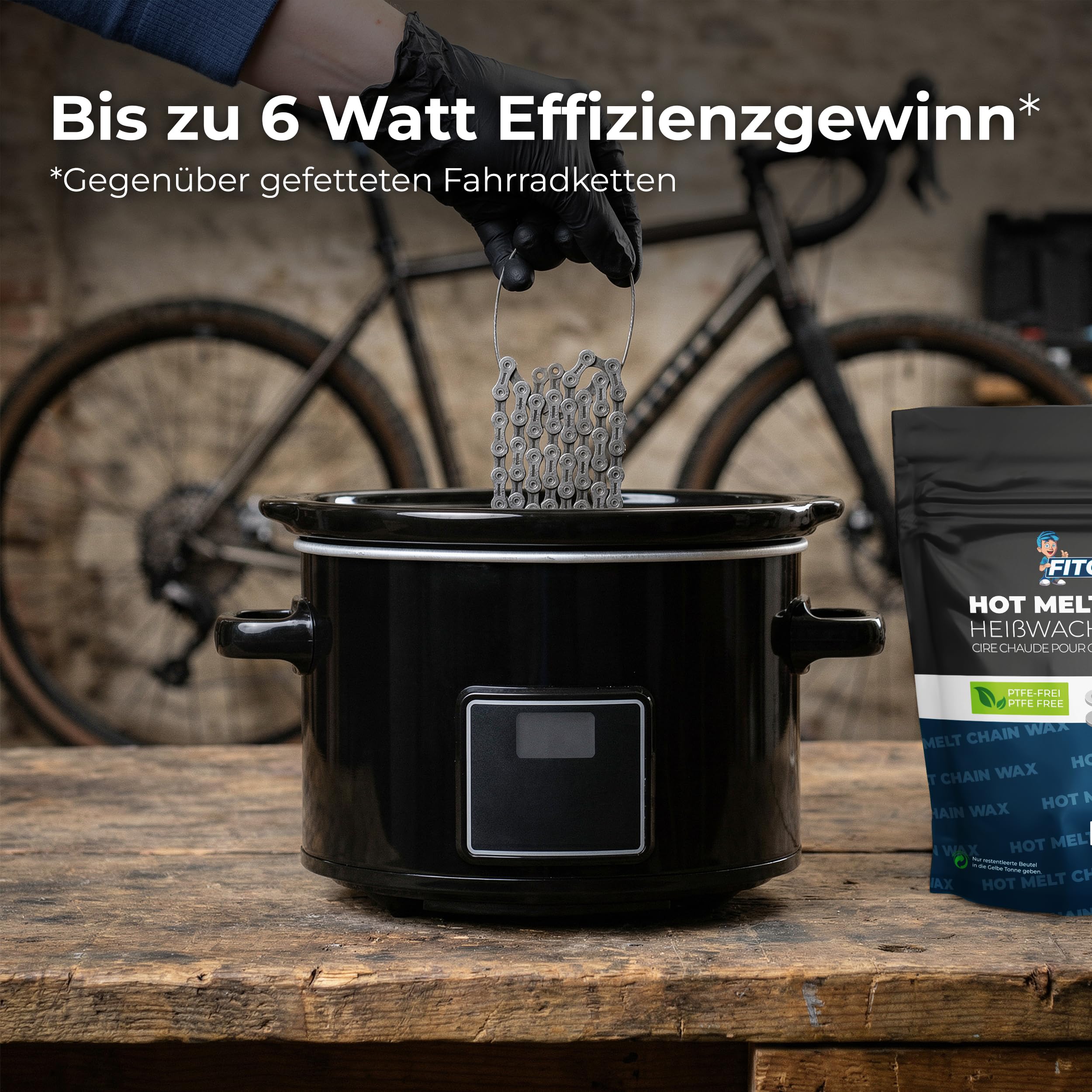 OH3 Fitgadgets Cera Calda per Catene di Bici 500g Pellet - Cera a Caldo per Catena con Grafite & Solfuro di Wolfram - Lubrificante a Cera per Bici Race, MTB & Gravel