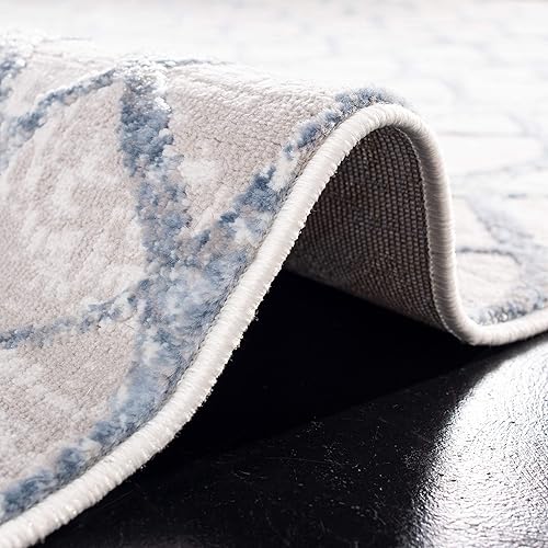 Miniatura 53 de SAFAVIEH Amelia Collection - Alfombra de área de 5.3 x 7.6 pies, color gris y azul marino, diseño geométrico, no desprende pelusa y de fácil