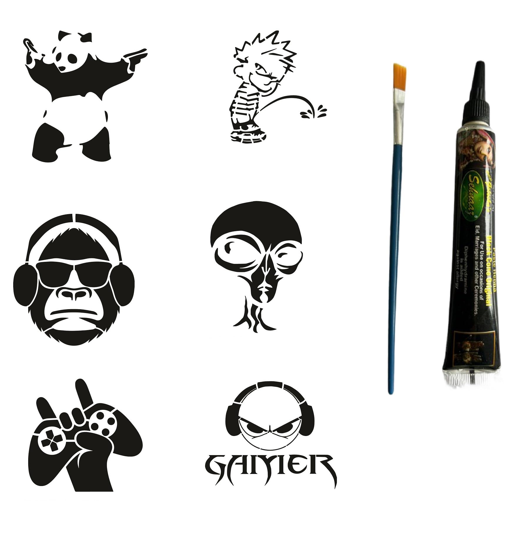 Çılgın Oyuncu Tüp Kına ve Fırça hediyeli Tattoo Geçici Dövme Seti