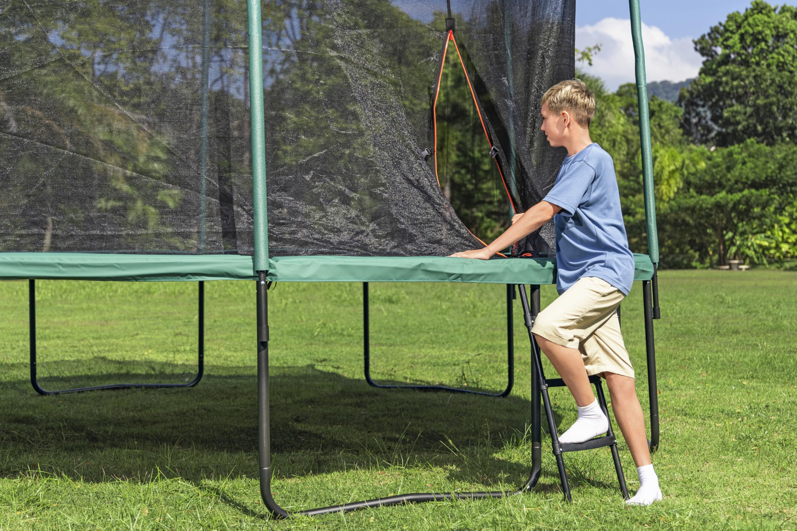 Bestway Trampoline extérieur pour Enfants Xtreme Air - 427 cm x 427 cm x 286 cm - Noir/Vert