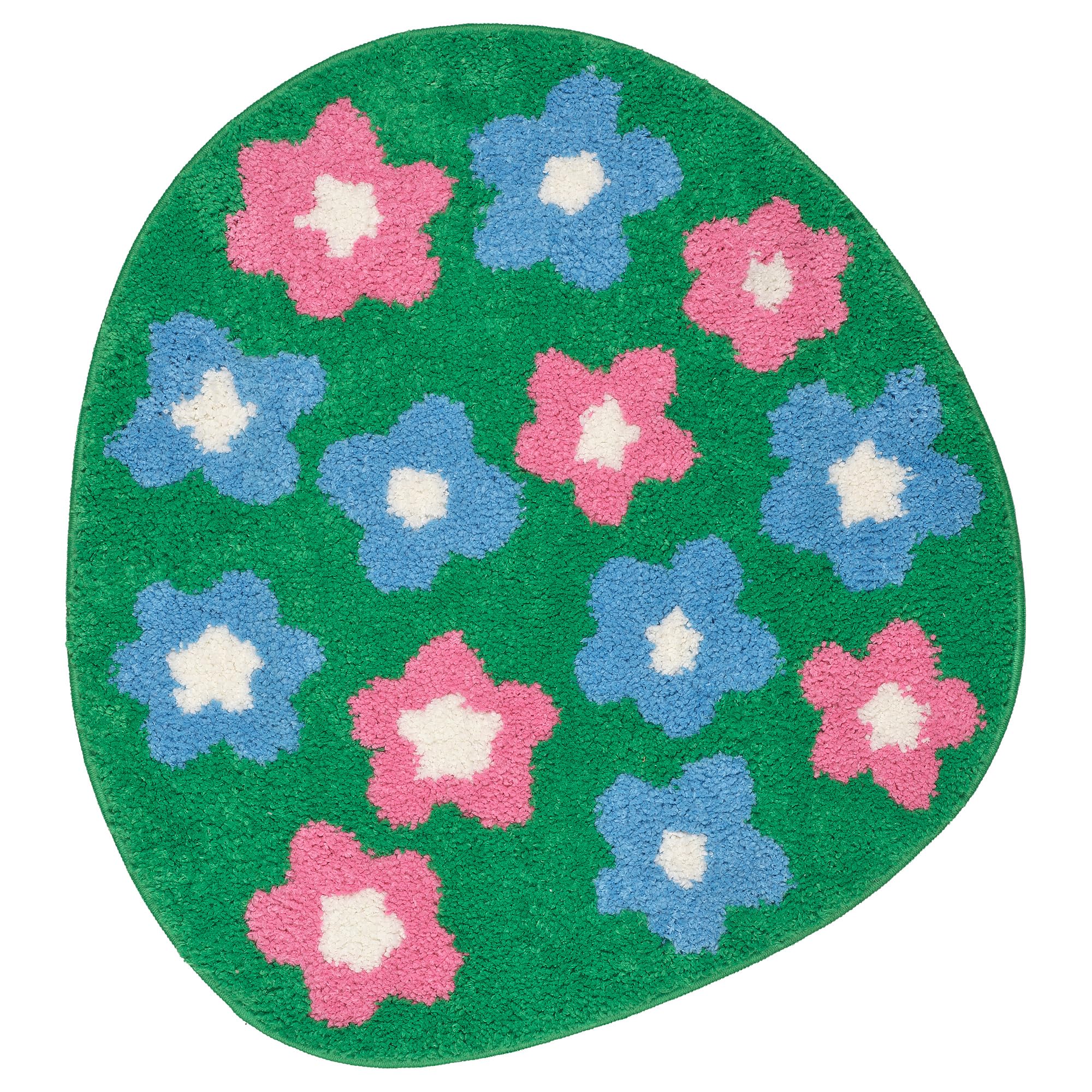Tapis de bain multicolore VATTENSKRUV doux et absorbant au motif floral
