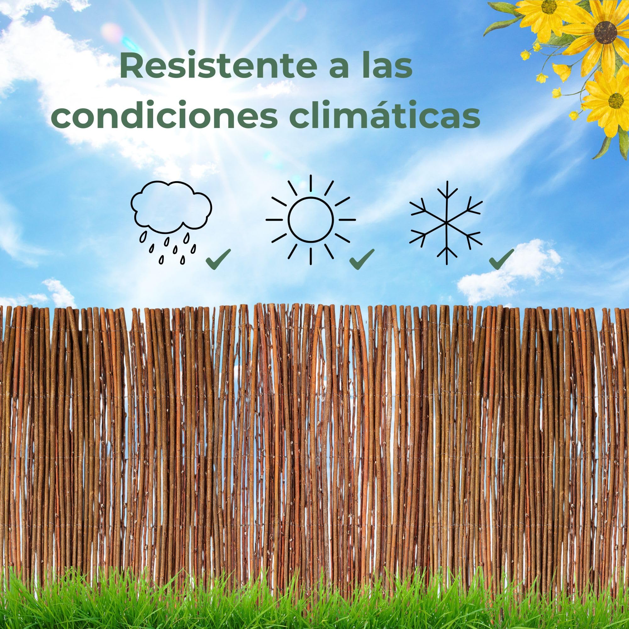 Creative Home Estera de Mimbre 90 x 500 cm | Valla para Jardín y Terraza | Privacidad Natural para Balcón | Pantalla de Ocultación Resistente contra Sol y Viento | Cercado Separador Espacio Decorativo