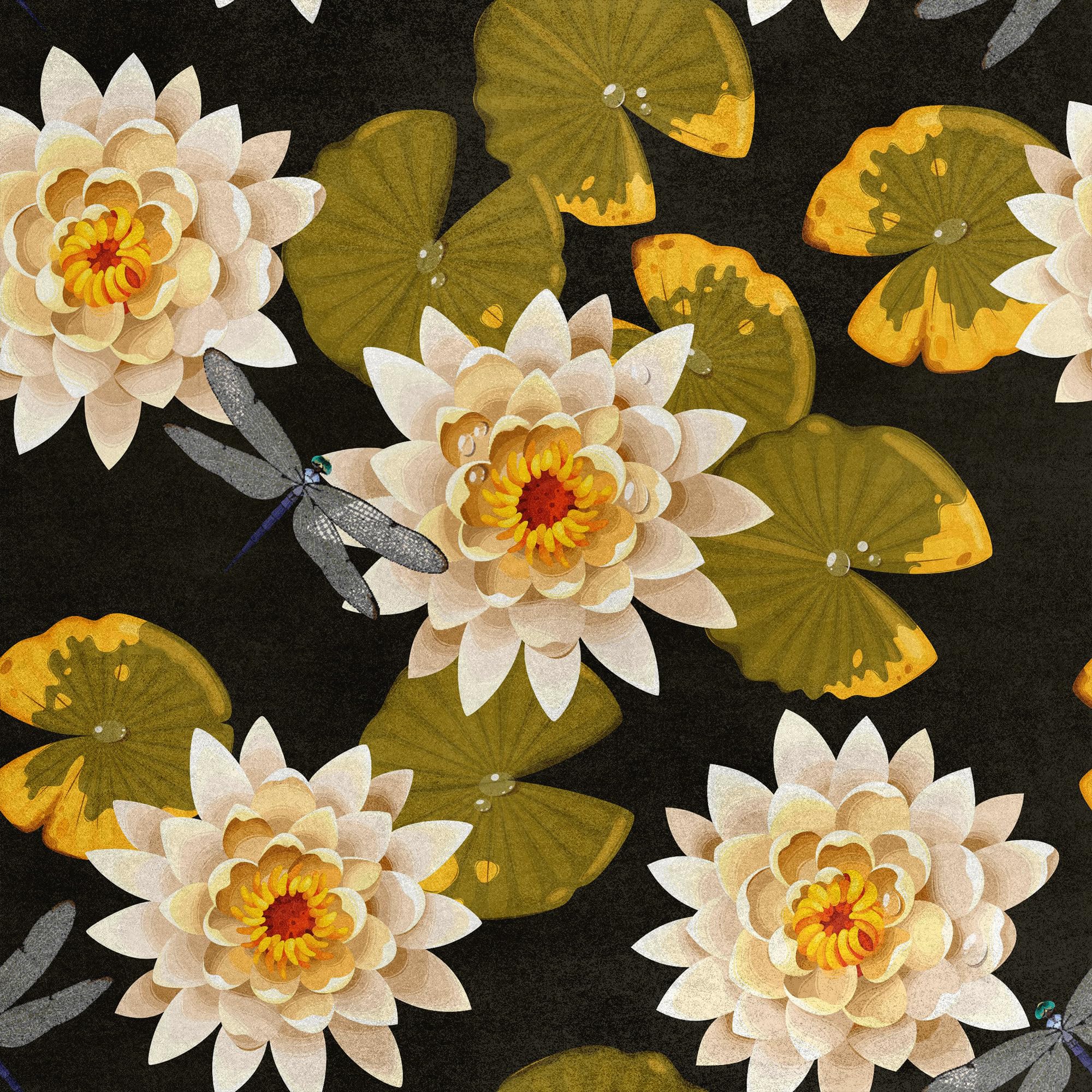 HEKO PANELS Tkanina velvet obiciowa drukowana, Lotosy, 3 metry 140 x 300 cm
