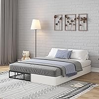 Vista 10 de Somier para cama matrimonial de 4 pulgadas, somier de perfil bajo tamaño matrimonial solamente, base de cama metálica para colchón resistente