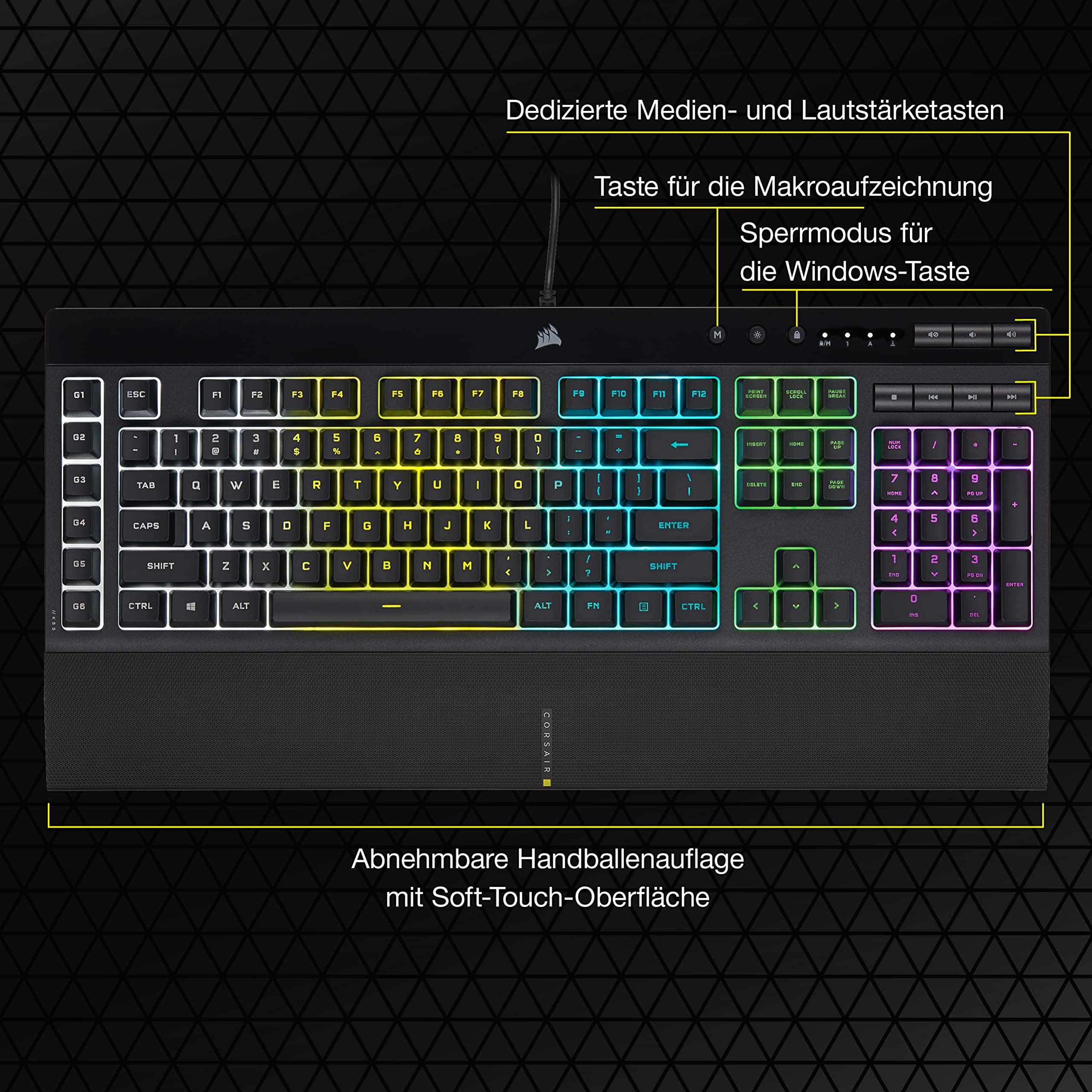 Corsair K55 RGB PRO Kabelgebundene Membrantastatur Schwarz