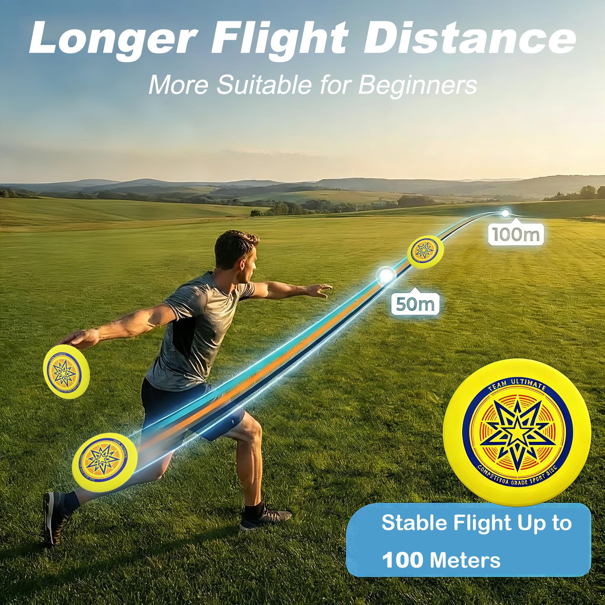 Frisbee Ultime 175g, Frisbee Sportif, Frisbee de Compétition, Frisbee Professionnel, Disque de Lancer Professionnel, adapté aux Joueurs Professionnels et Occasionnels