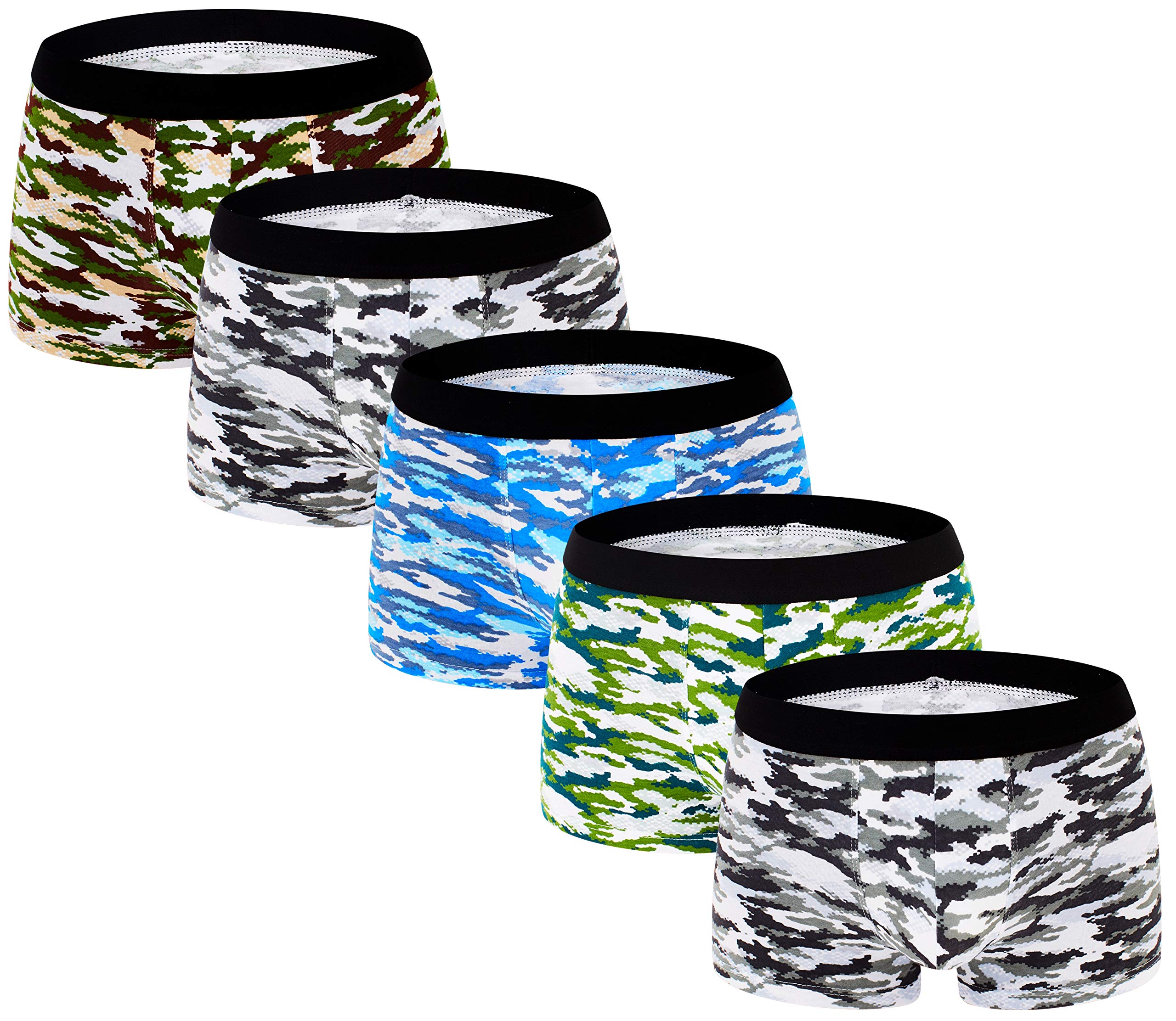 ADOLPH Men's Boxer Briefs 5 Pack No Ride-up Breathable Comfortable Cotton Sport Underwear