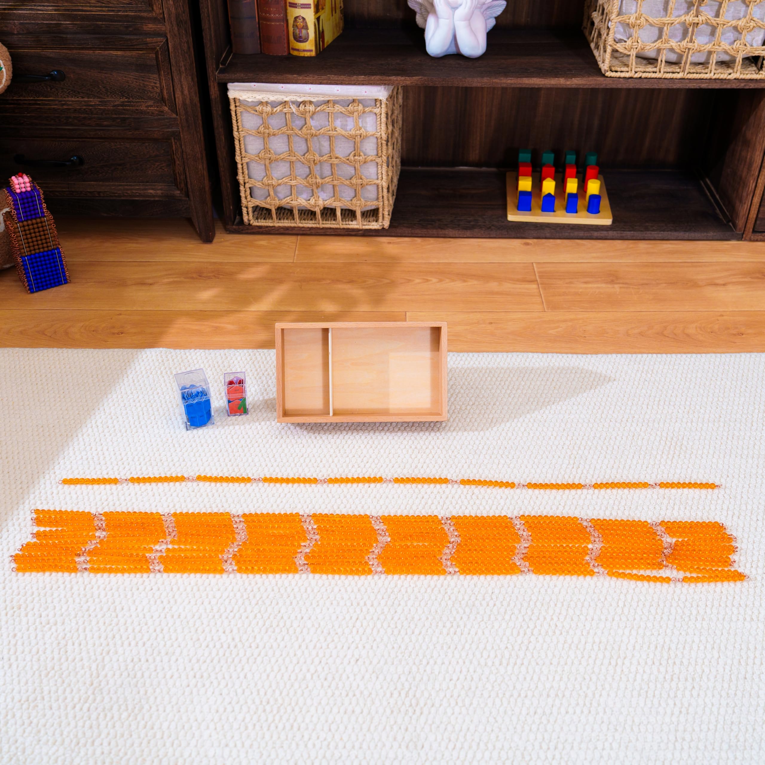 Montessori Matemáticas Materiales – Juguete educativo de madera para números y cálculo, preescolar y primaria, educación en casa y aula a partir de 3 años (Montessori 100/1000 collares de
