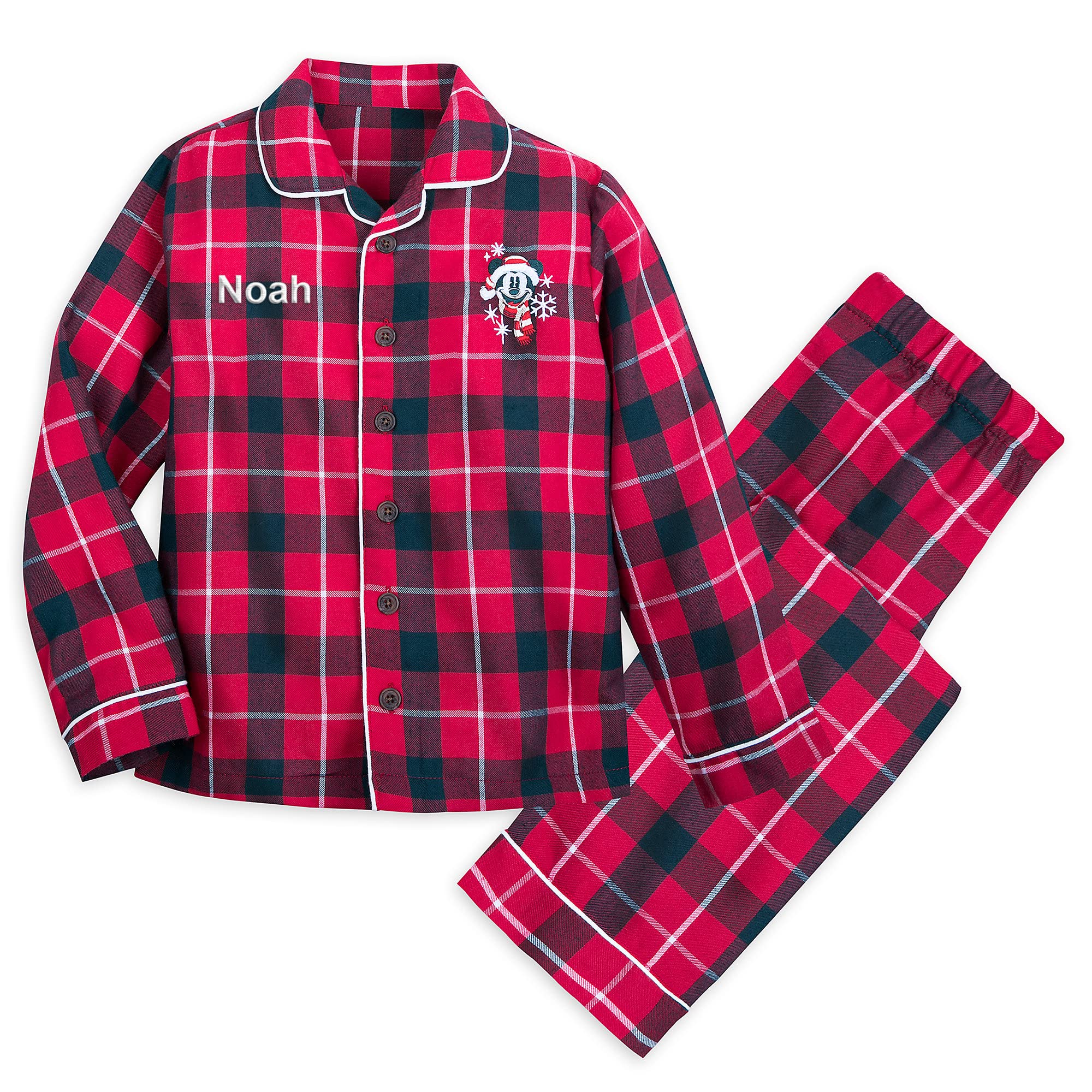 Disney Mickey Mouse Holiday Plaid Flannel Pajamas for Boys, Size