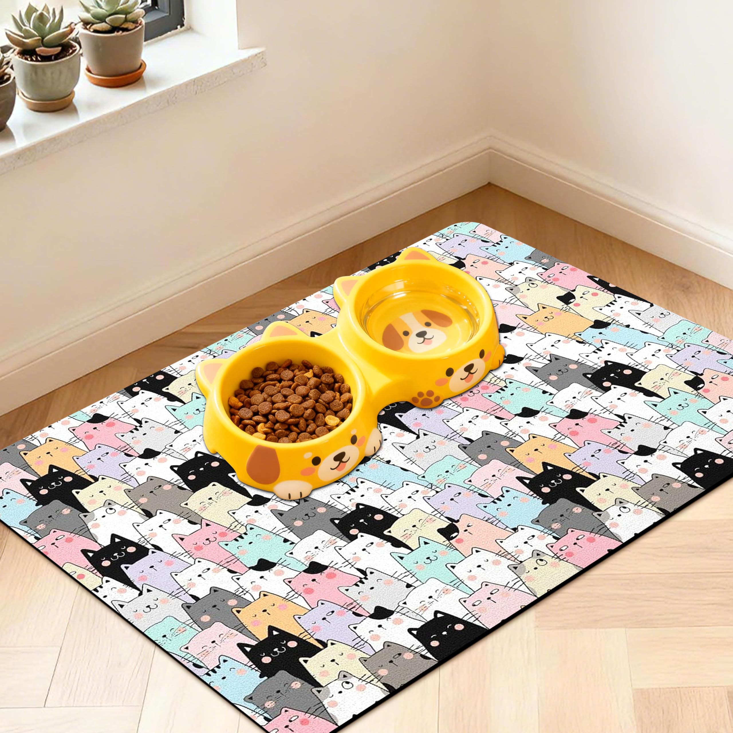Pet Feeding Mat for Floors Waterproof Dog Mat for Food and Water Absorbent Quick Dry Non Slip mat for Cat Bowls — image 1