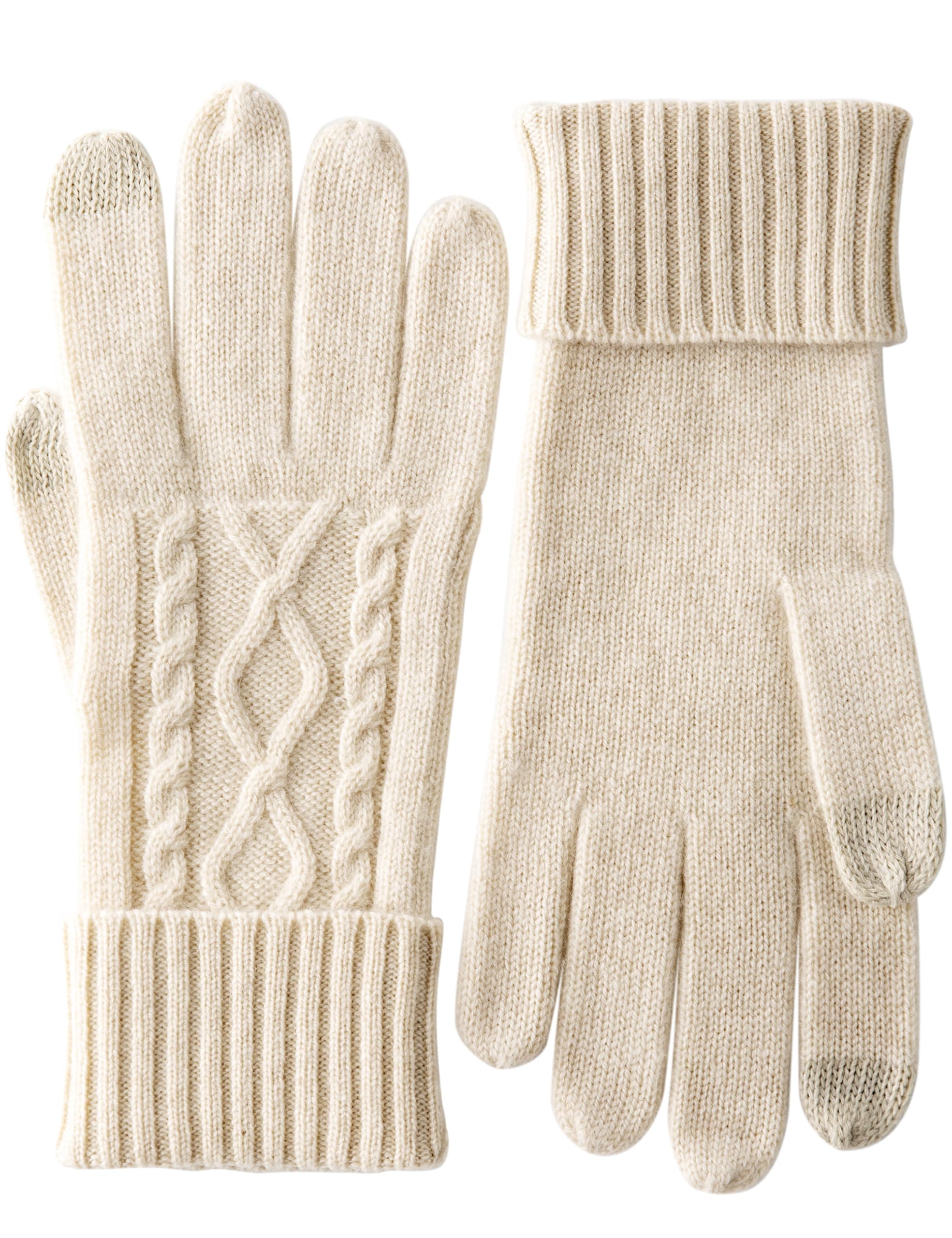 RYYOYY Soft Touchscreen 100% Cashmere Gloves for Women Warm Knit Gloves with Long Ribbed Cuff