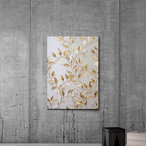 Miniatura 6 de Original Ginkgo biloba Print On Canvas, Modern Textured Gold Wall Art, Abstract Gold Leaves Print, Living room Wall Decor, Wall Art Canvas, Wall