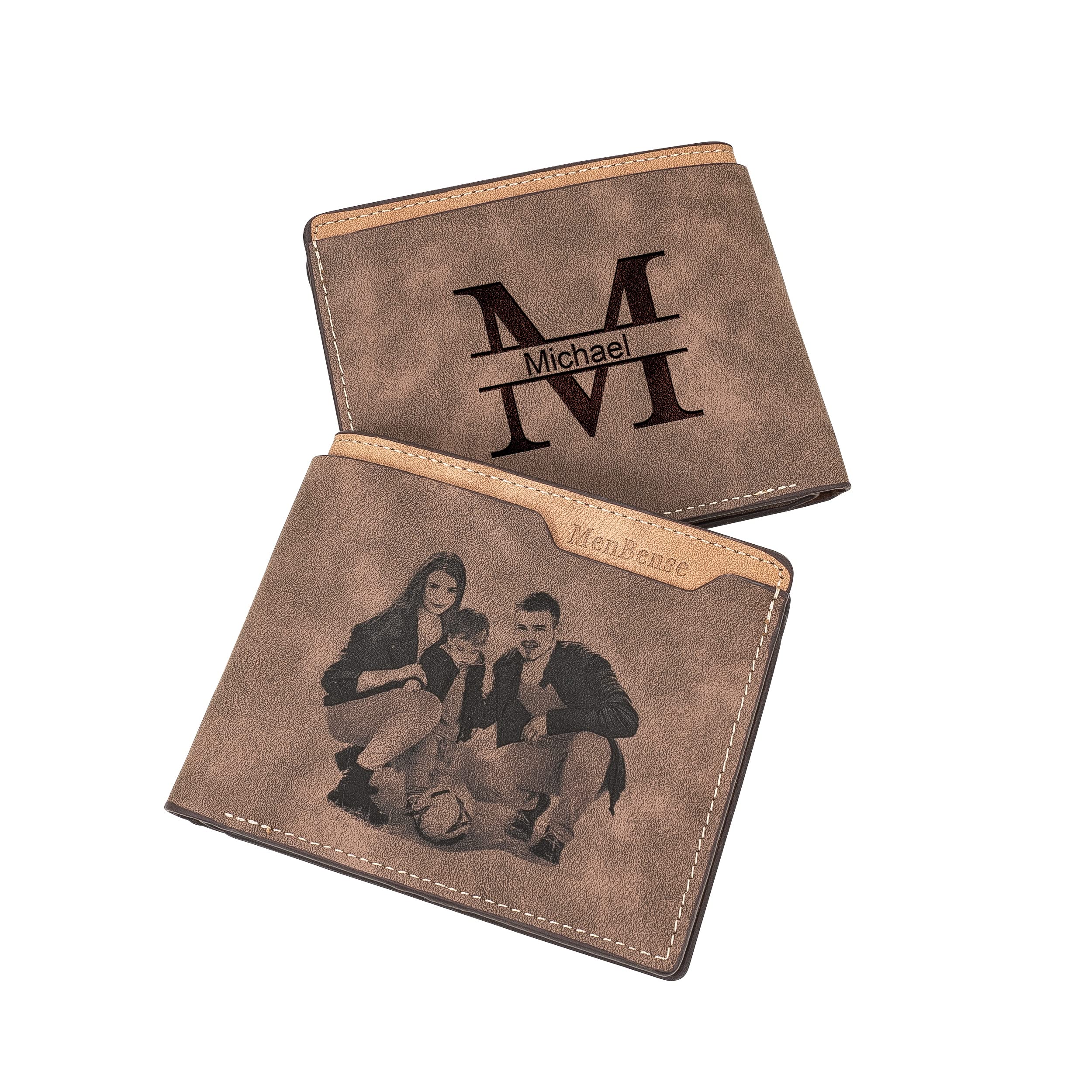 K KENON Mom Son Wallet - Engraved Leather Men Wallet- RFID Wallet Father's Day Gift For Husband Boyfriend - Christmas Birthday Gift For Son From Mom