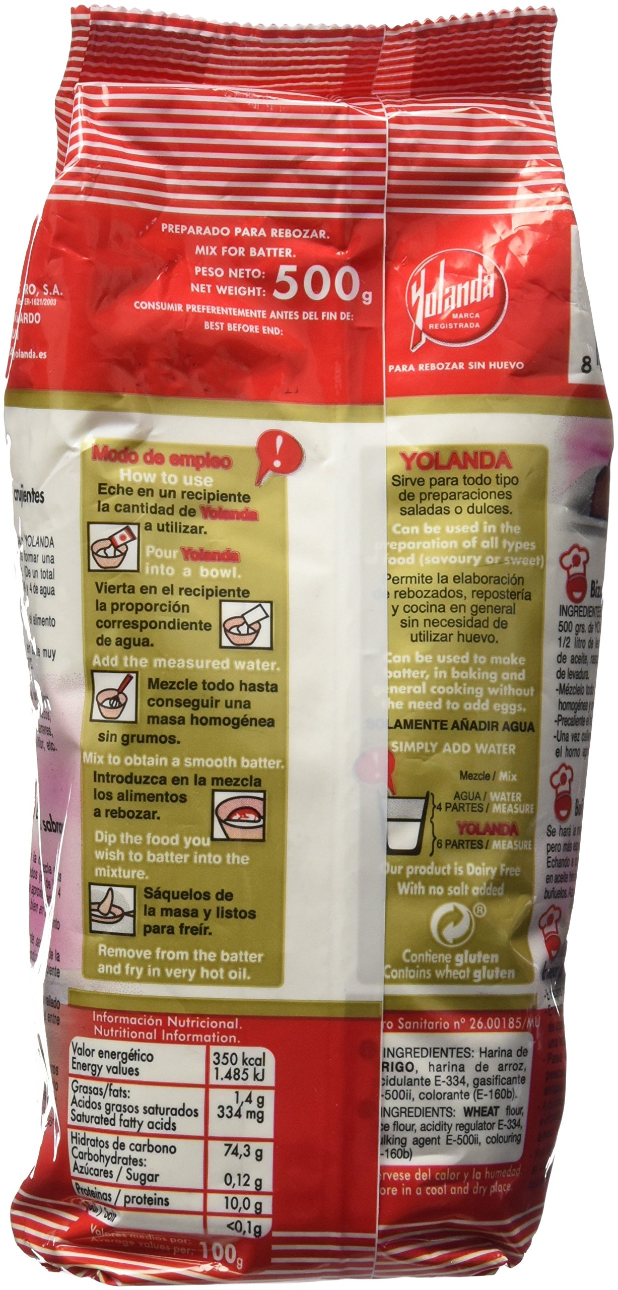 Yolanda Harina Para Rebozar Sin Huevo 500 g Pack de 6 3000 g