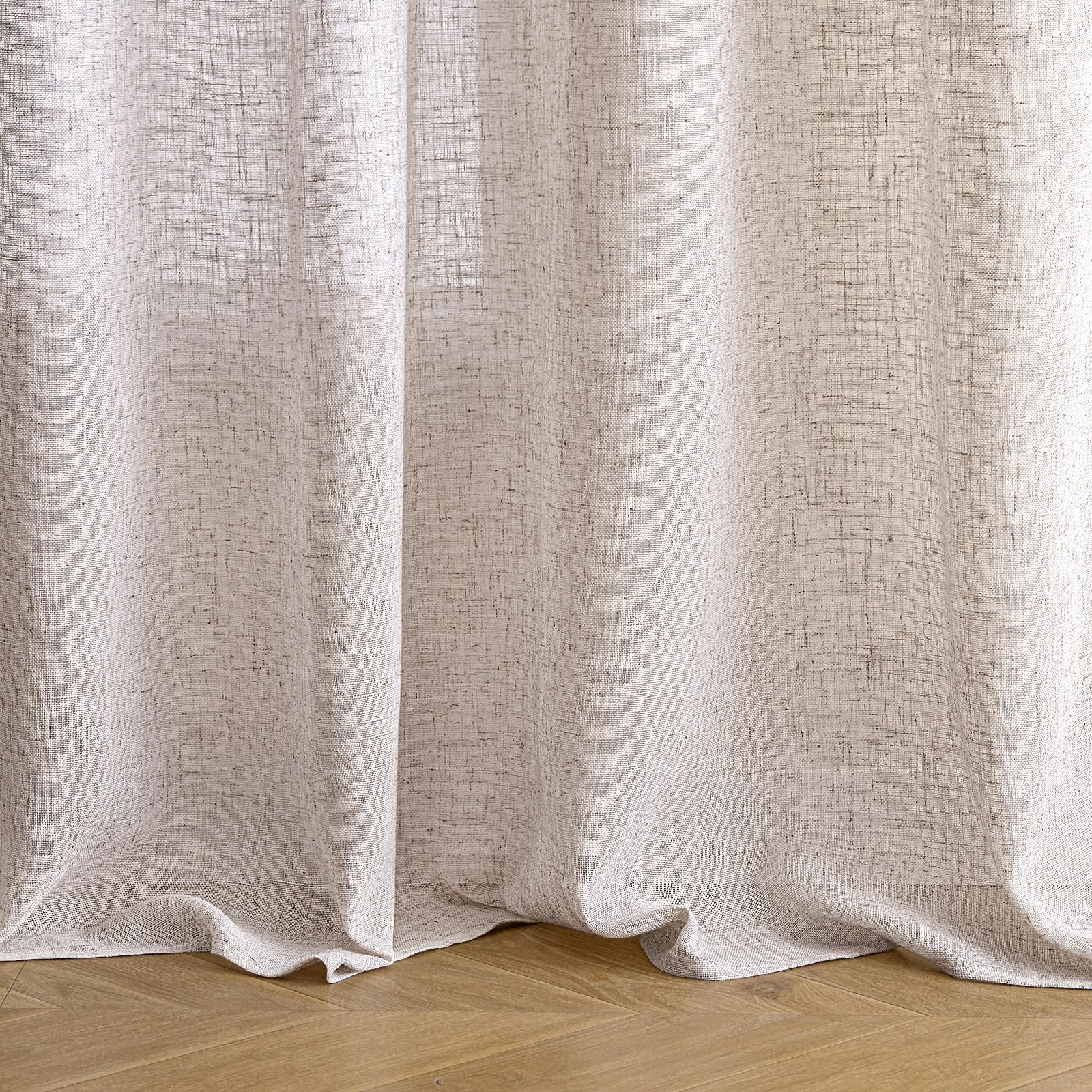 MRTREES Tende Camera da Letto in Voile a Righe Verticali Semi-Trasparenti con Occhielli 2 Pezzi Tenda Leggera Moderne Elegante Effetto Lino per Interni Soggiorno Finestra Bianco+Beige 140x225 CM