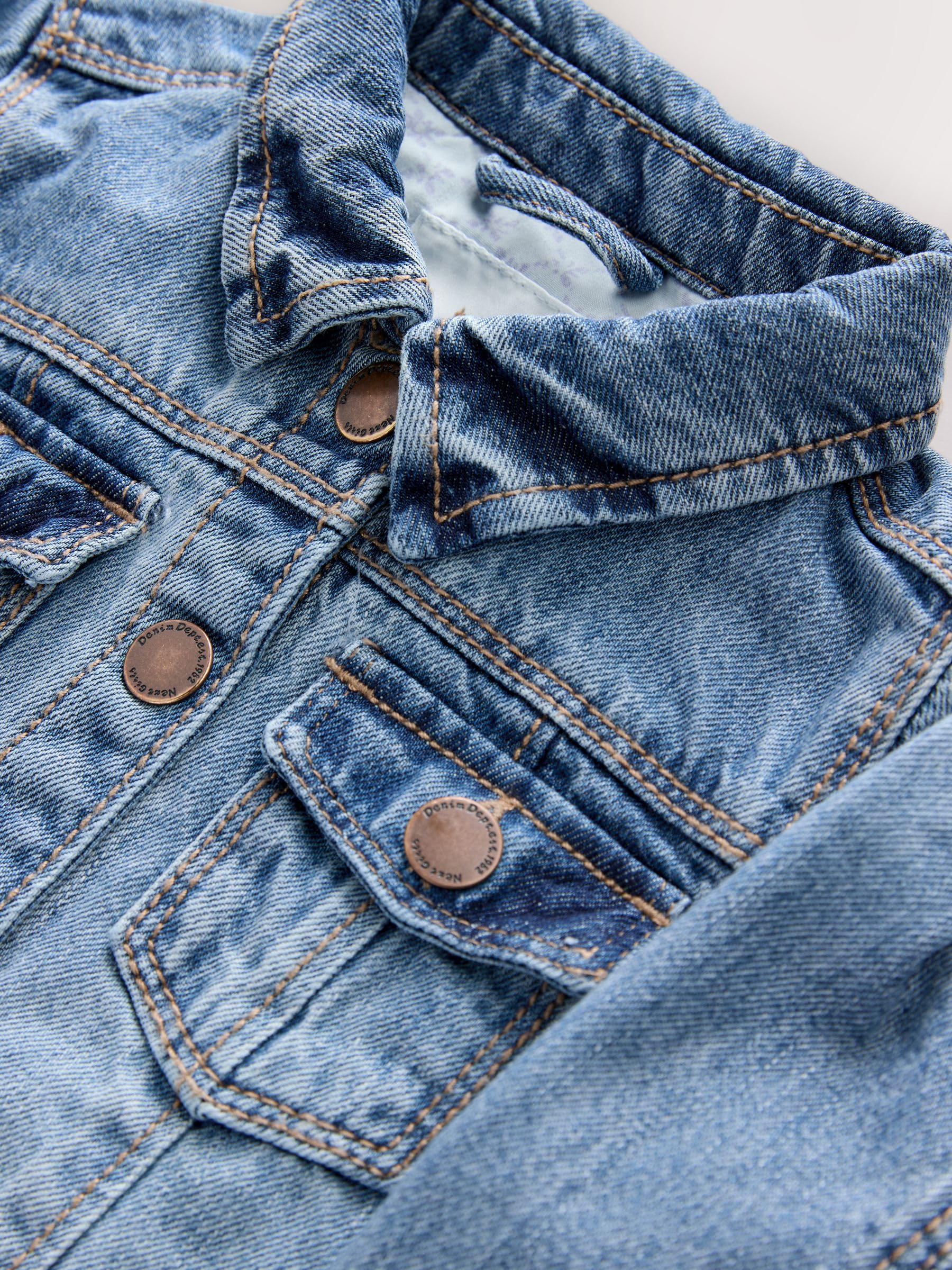 NEXT Niñas Chaqueta vaquera estilo del Oeste 100% algodón Azul Medio 12 Meses-18 Meses