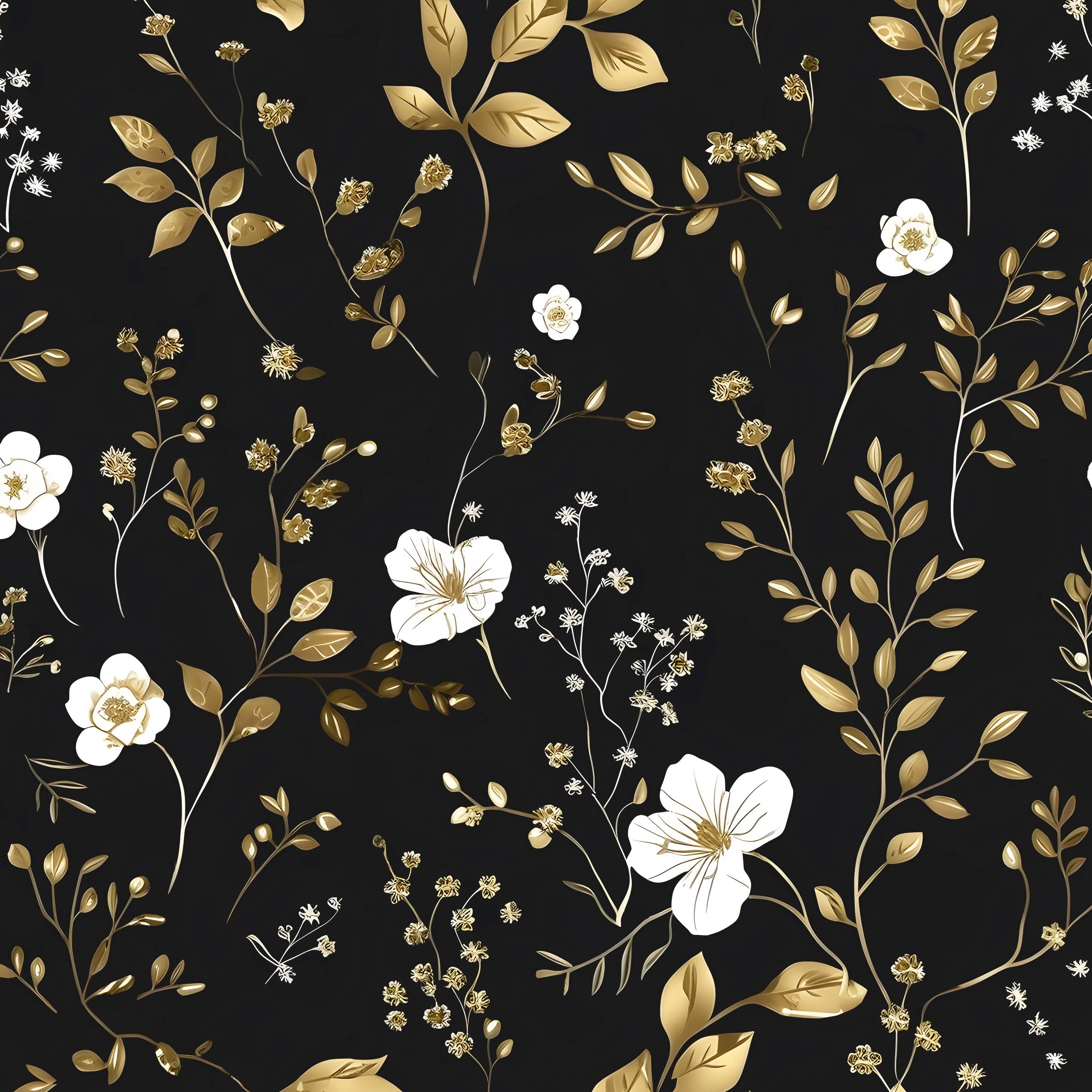 Black Floral Wallpaper Peel and Stick Golden Leaf Wallpaper Vintage Floral Contact Paper for Cabinets Waterproof Self Adhesive Boho Wall Paper for Kitchen Bathroom Desk 17.5in x 32.8ft