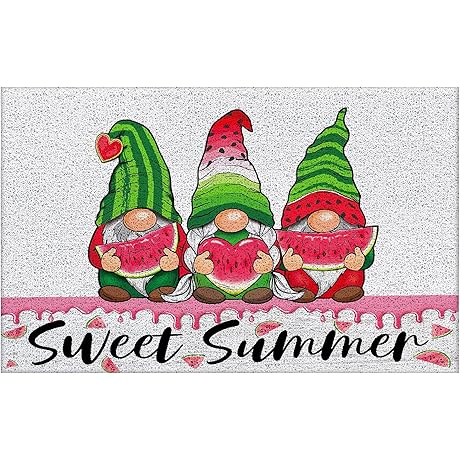 Watermelon Summer Gnome Welcome Door Mat