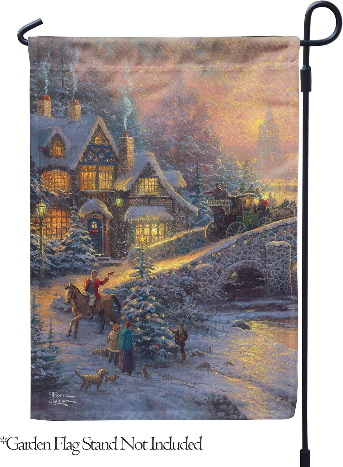Flagology, Thomas Kinkade, Christmas, Spirit of Christmas, Outdoor, Exclusive Premium Fabric, Garden Flag (12" x 18")