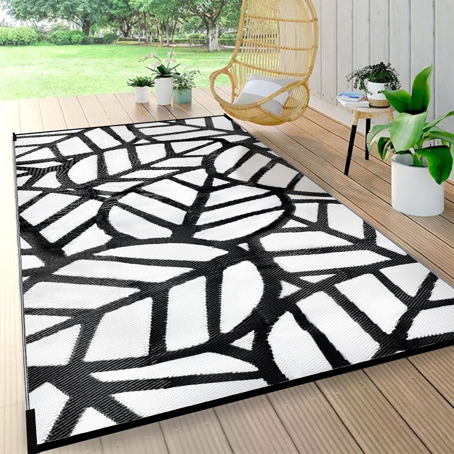 GARTOL 5x8 Outdoor Rug, Plastic Woven Waterproof Rug, Non