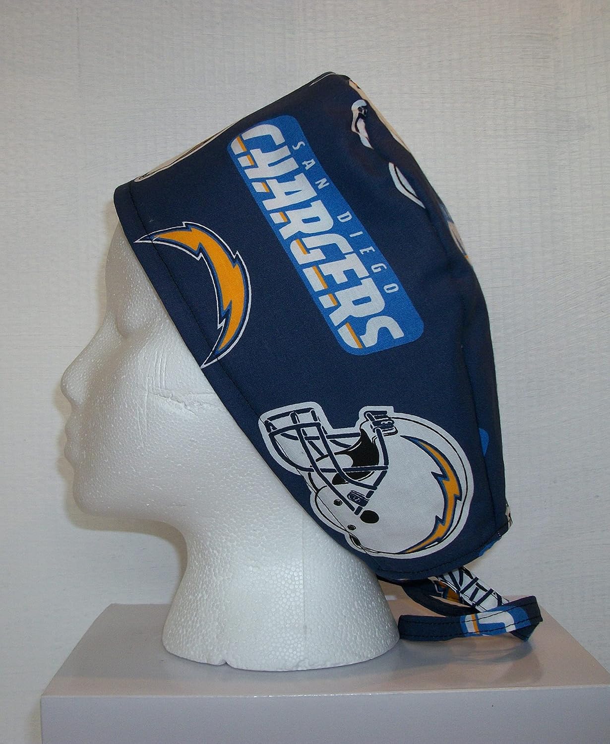 Scrub Hat Sports Teams Fabric Nurse Cap Do-Rag Skull White, Blue