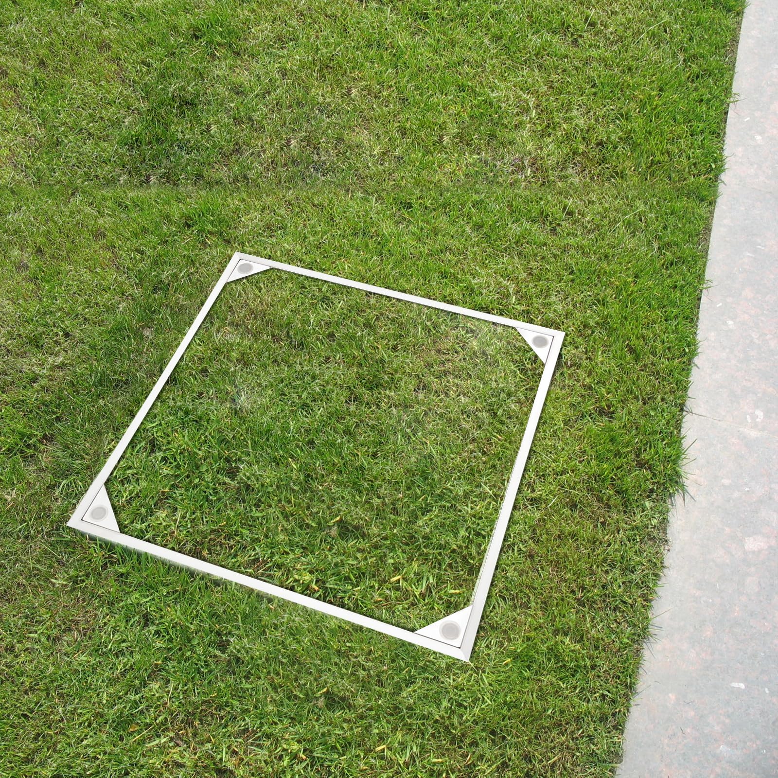Manhole - Cubierta para alcantarilla (40 x 40 x 5,5 cm, aluminio, para jardines, aceras, plata)