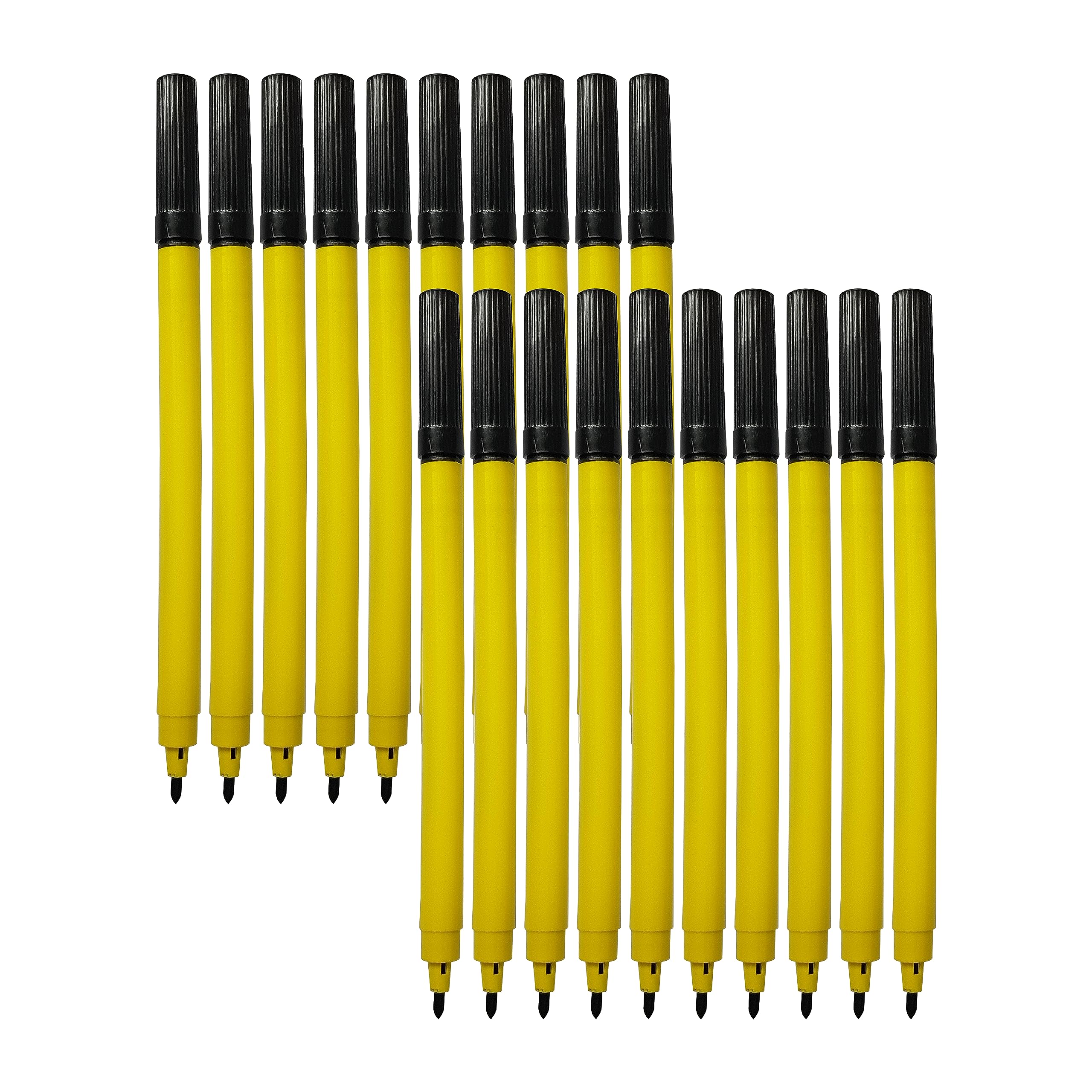 Colourway Colouring Felt Tip Fibre Pens, BLACK, Pack of 20, Colour Sketch Draw Mark, Ideal for Adults Schools Home Office, iBack2School