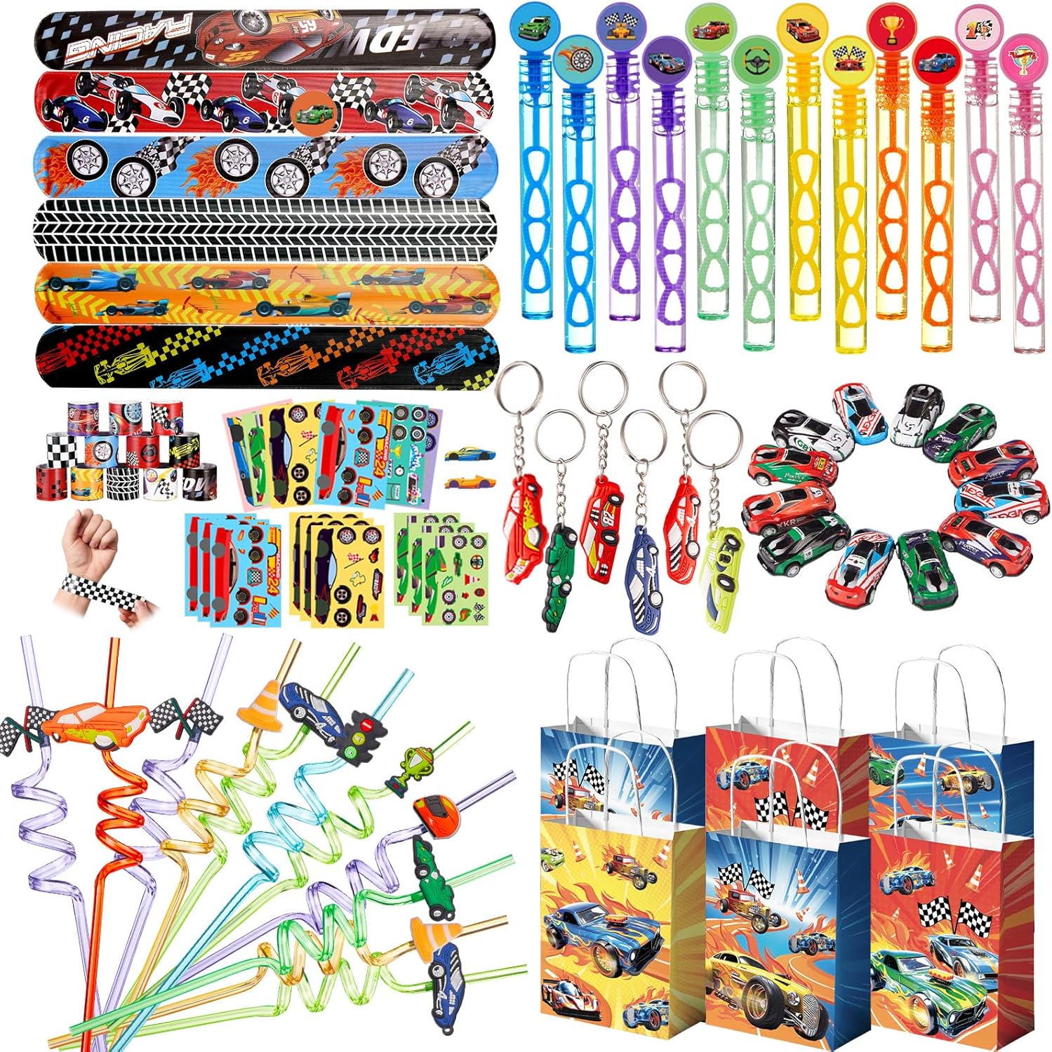 Vanblue Race Car Party Favors Hot Car Themed Birthday Party Decoration Racing Party Supplies Gift for Boy Kids Treat Gift Bags Stuffers Pinata Filler Classroom Rewards
