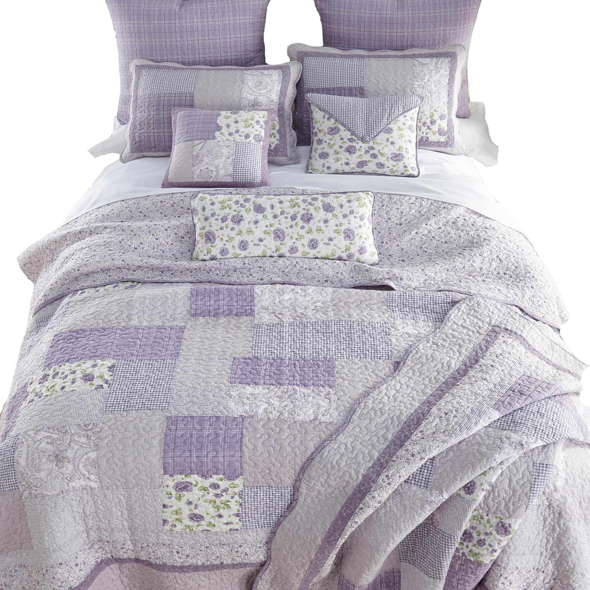 Donna Sharp Lavender Rose Full/Queen Quilt, 90" x 90", White/Green