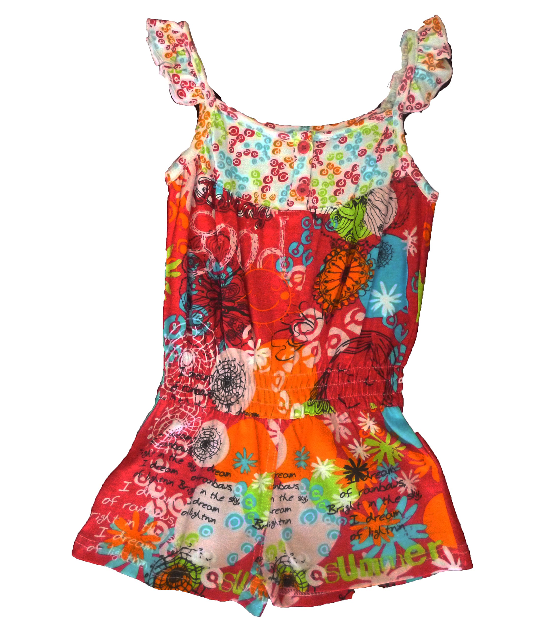Combinaison fille rouge blanche Losan 4 ans aux finitions soignées