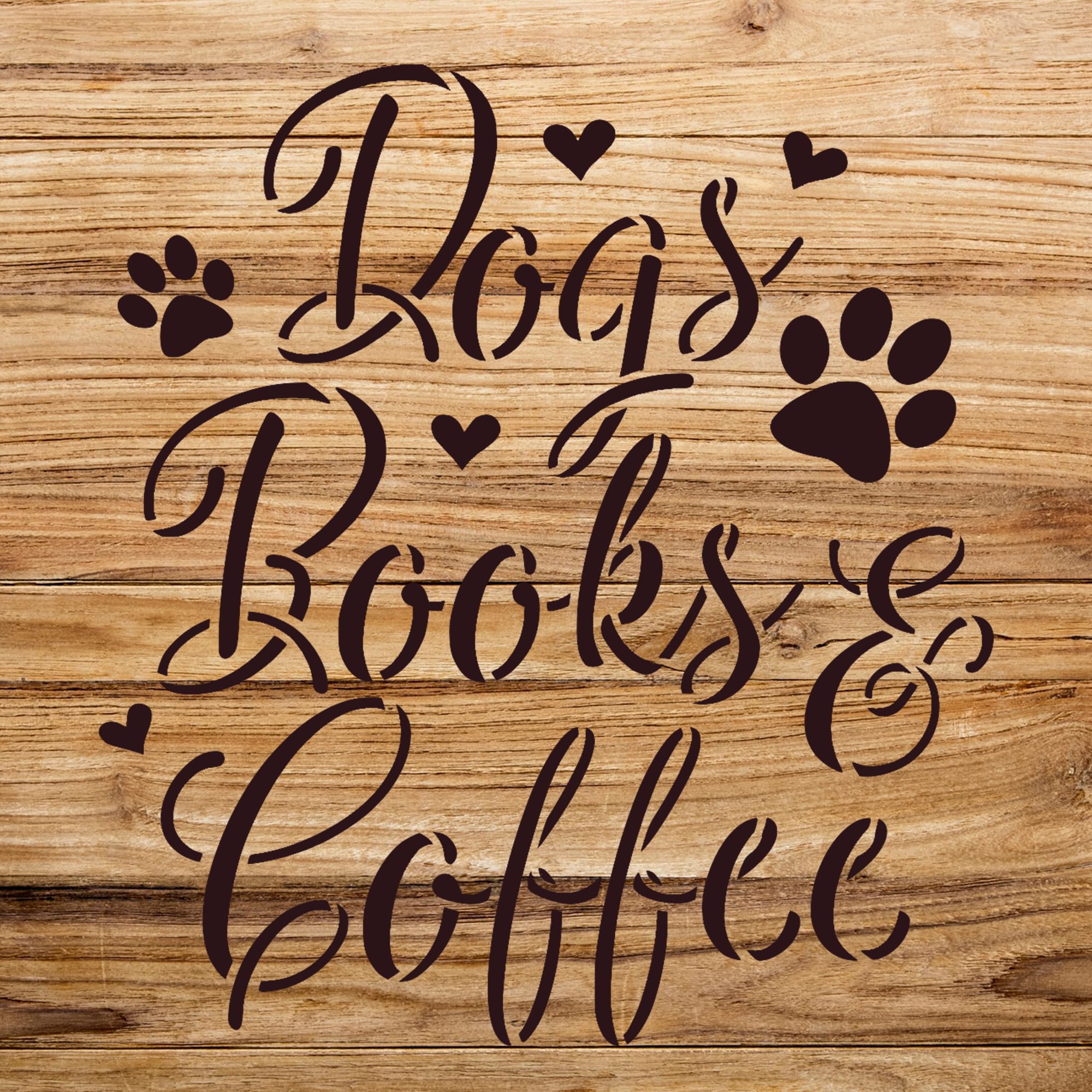 Dog and Book Coffee Stencil Pattern for Wood Signs and Home Decor, Reusable Mylar Template for Animal Lovers and DIY Craft Projects - Size A1 (23.4
