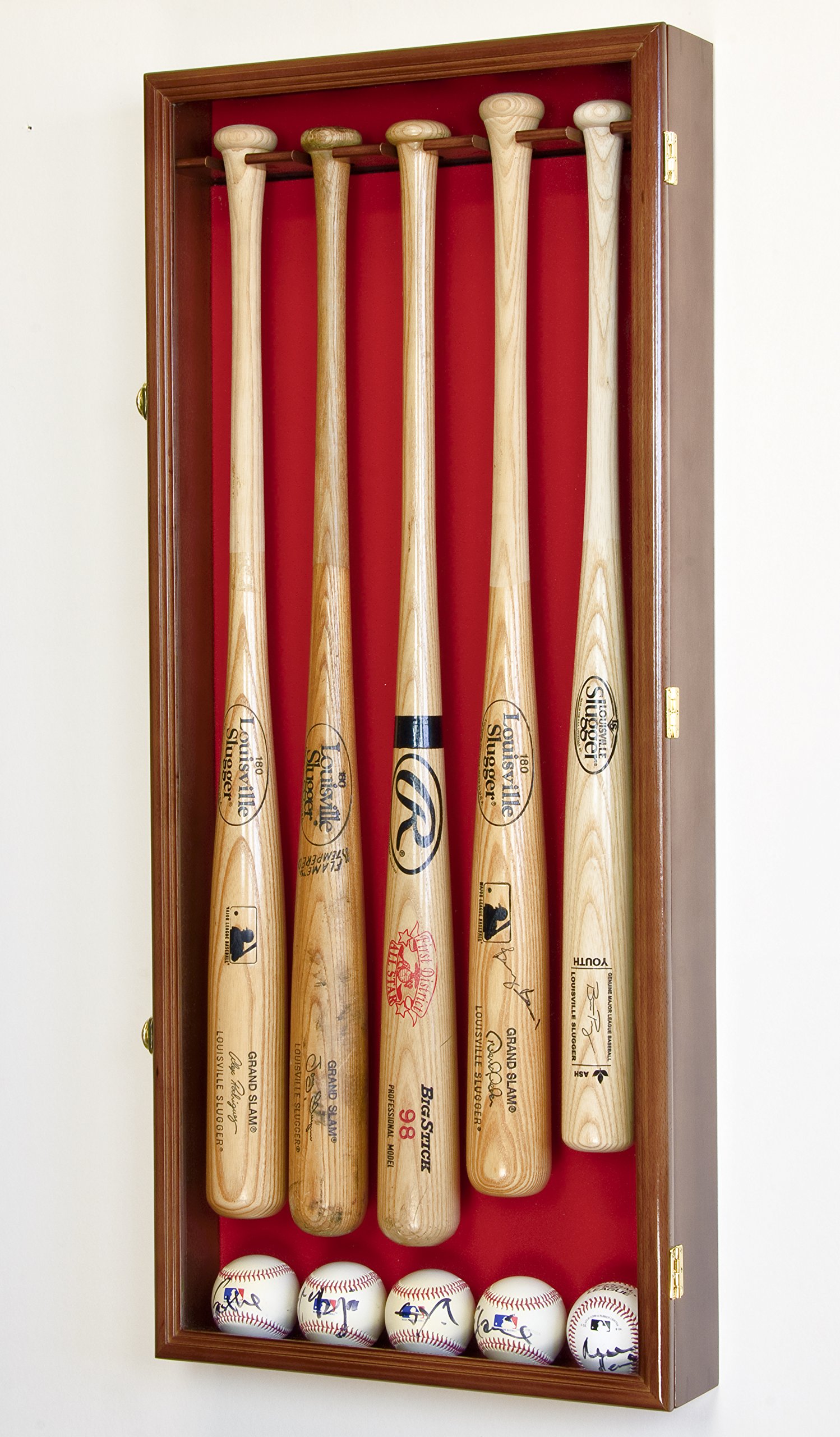 5 Baseball Bat Display Case Cabinet Holder Wall Rack