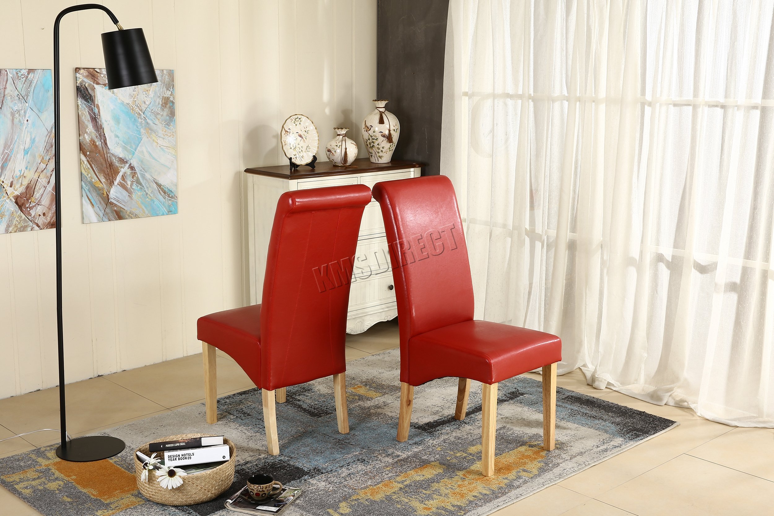 Westwood Dining Chairs Furniture Set Of Premium Red Faux