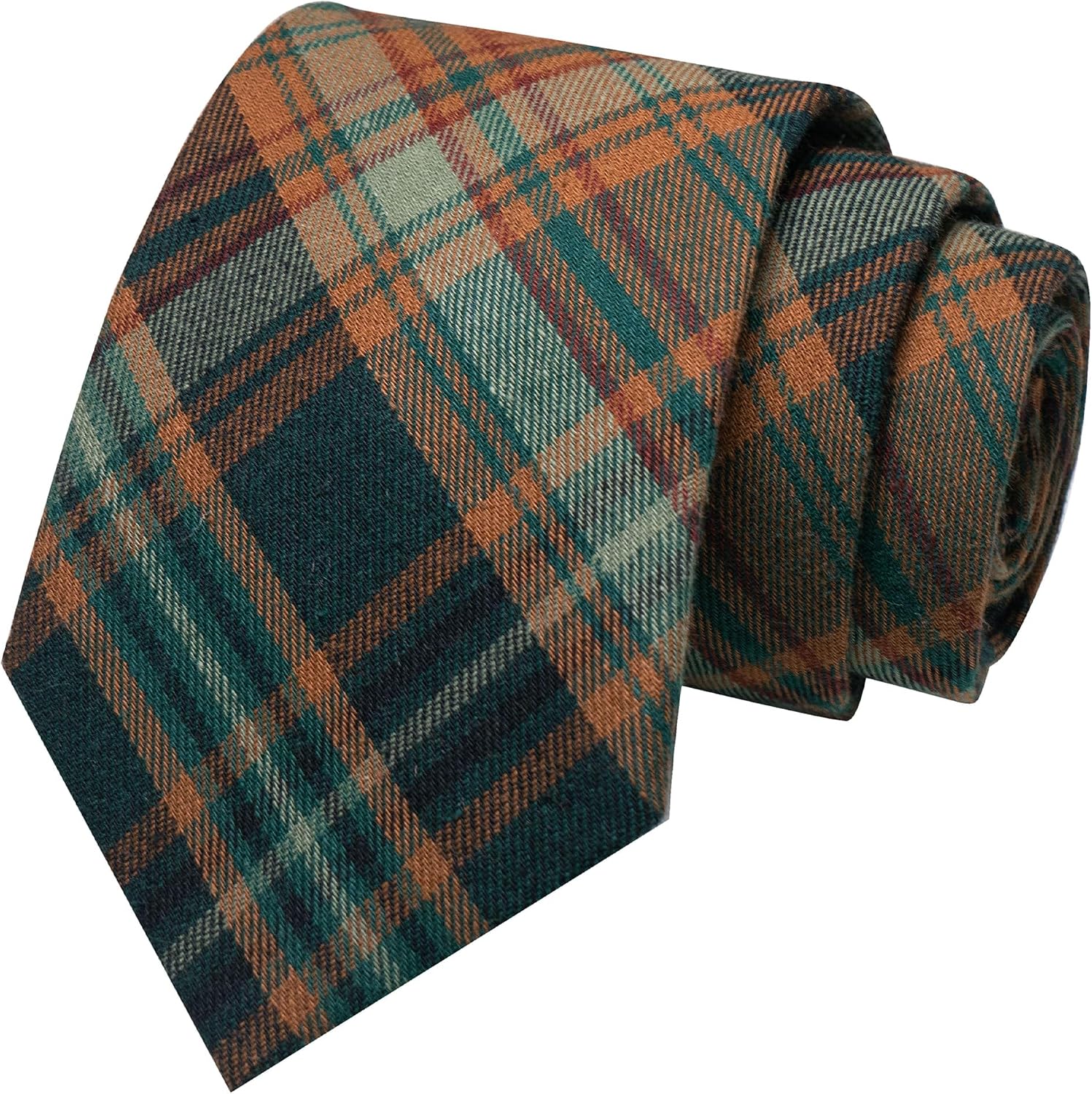 RBOCOTT 3.15“ Cotton Tie Plaid Striped Business Wedding Necktie for Men(8cm)