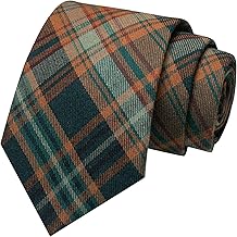 RBOCOTT 3.15“ Cotton Tie Plaid Striped Business Wedding Necktie for Men(8cm)