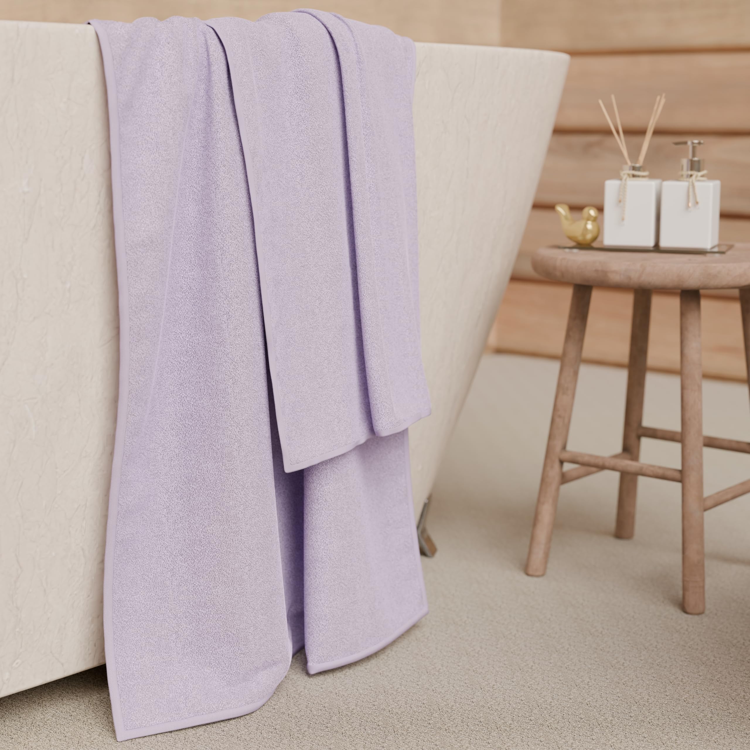 PETTI Artigiani Italiani - 100% Cotton Terry Bath Towels, 1+1 Towel Set, 2 Pieces 1 Face Towel and 1 Hand Towel, Lilac Towels - Image 3