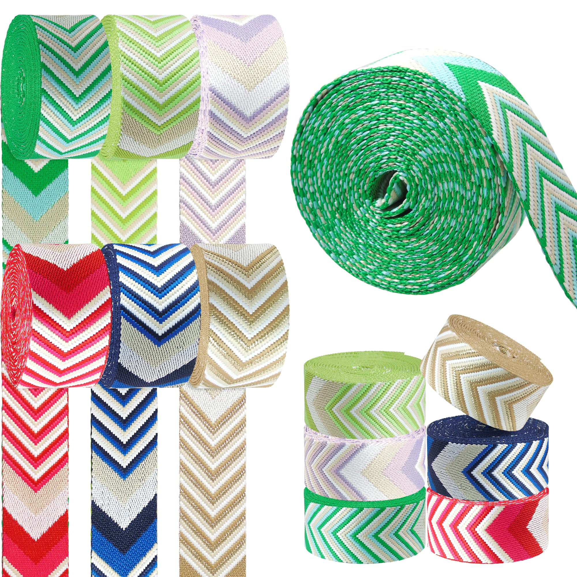 Grosun 6 Rolls 1.5 inch Arrow Nylon Webbing Belt Webbing Straps Purse Straps Backpack Straps Nylon Belt for Seatbelt, Bags, Backpacks, Luggage