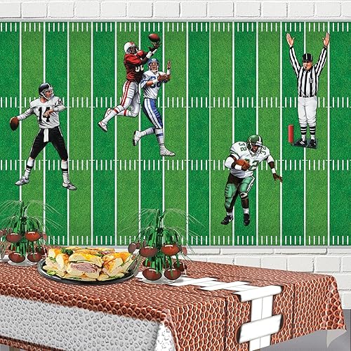 Miniatura 4 de Beistle Telones de fondo de campo de fútbol, 4 x 30 pies, paquete de 2 - Telón de fondo para fiestas, fondo de fotos, cubierta de pared fácil de