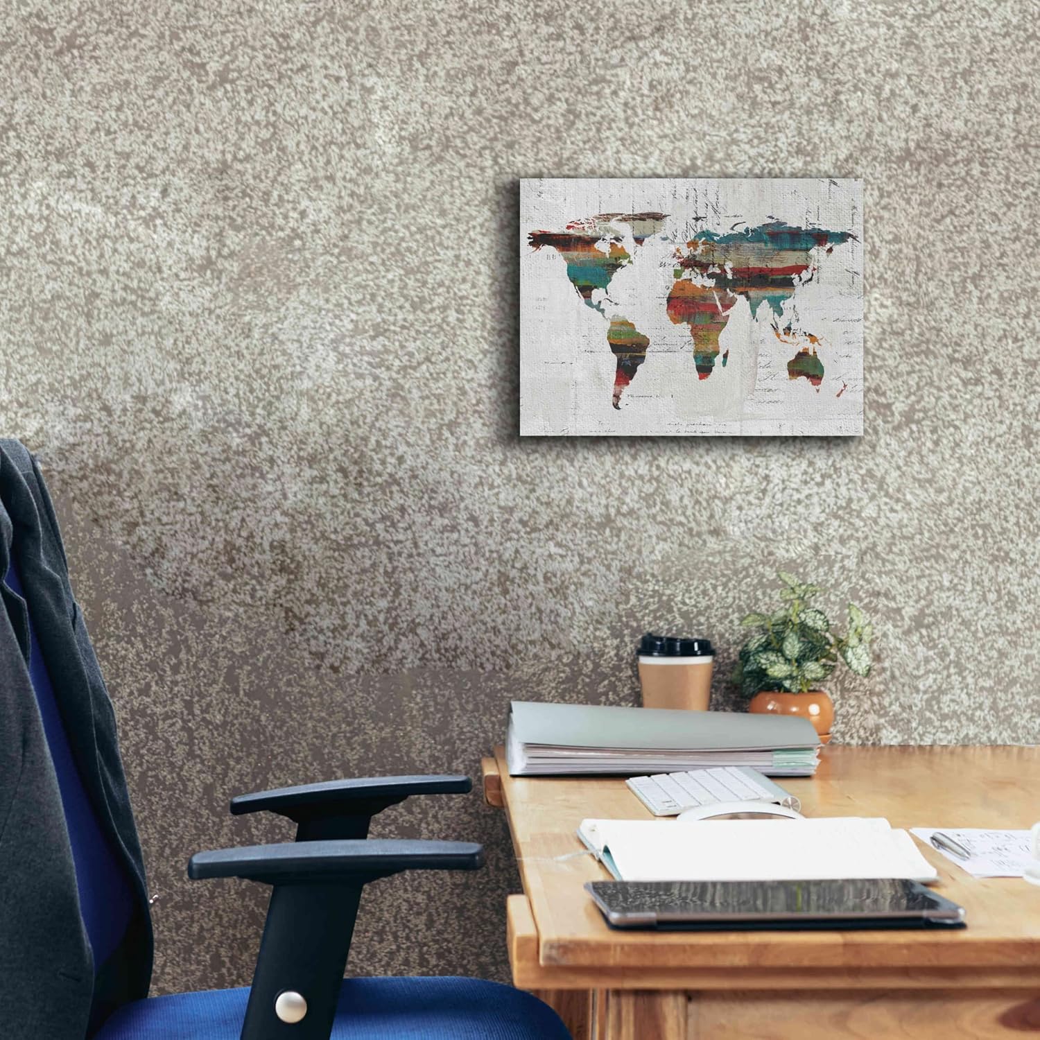 Epic Graffiti 'Painted World Map IV' by Irena Orlov, Canvas Wall Art, 16"x12"