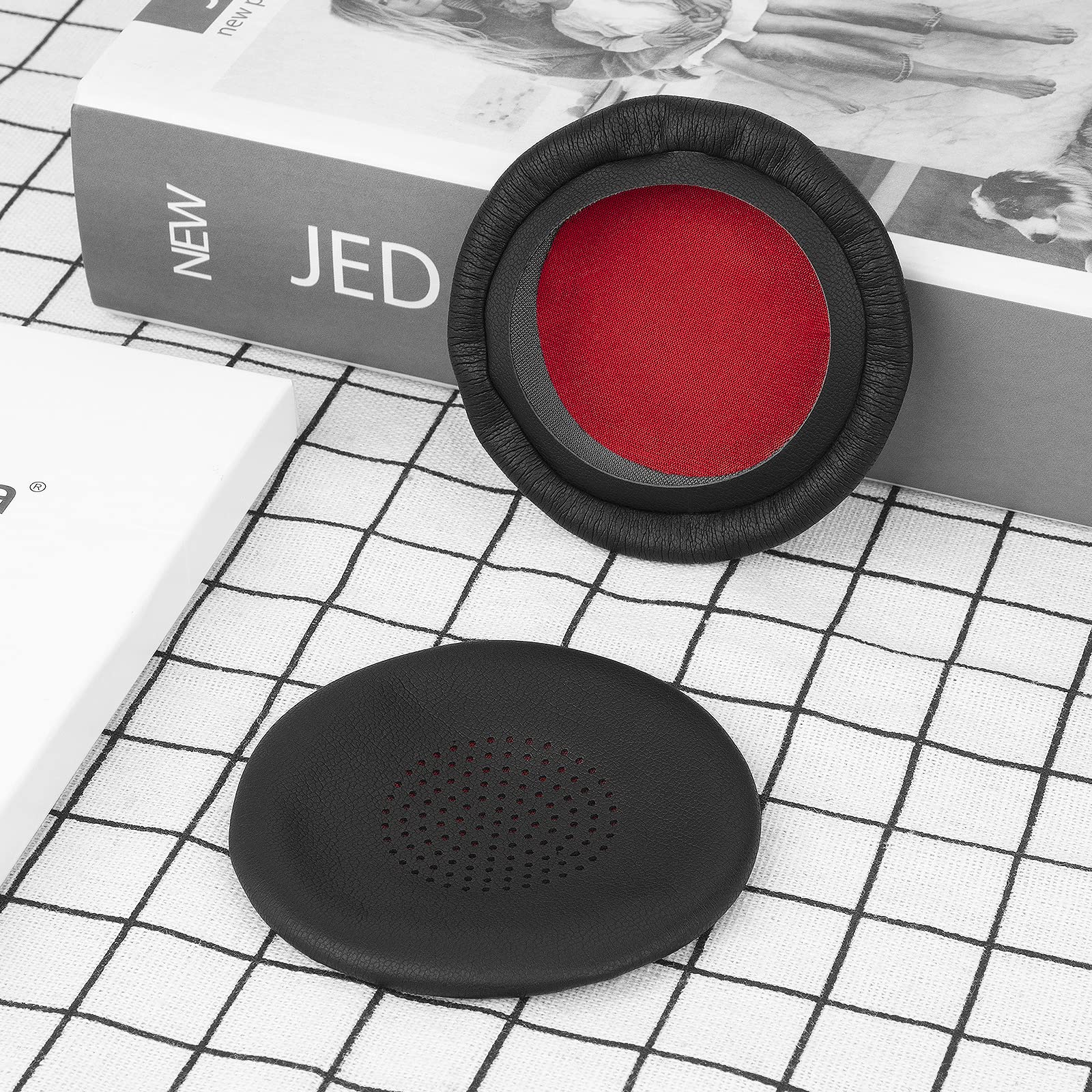 Cuscinetti Auricolari Di Ricambio Per Plantronics Voyager Focus UC B825 - Memory Foam, Pelle Nera - Foto 7