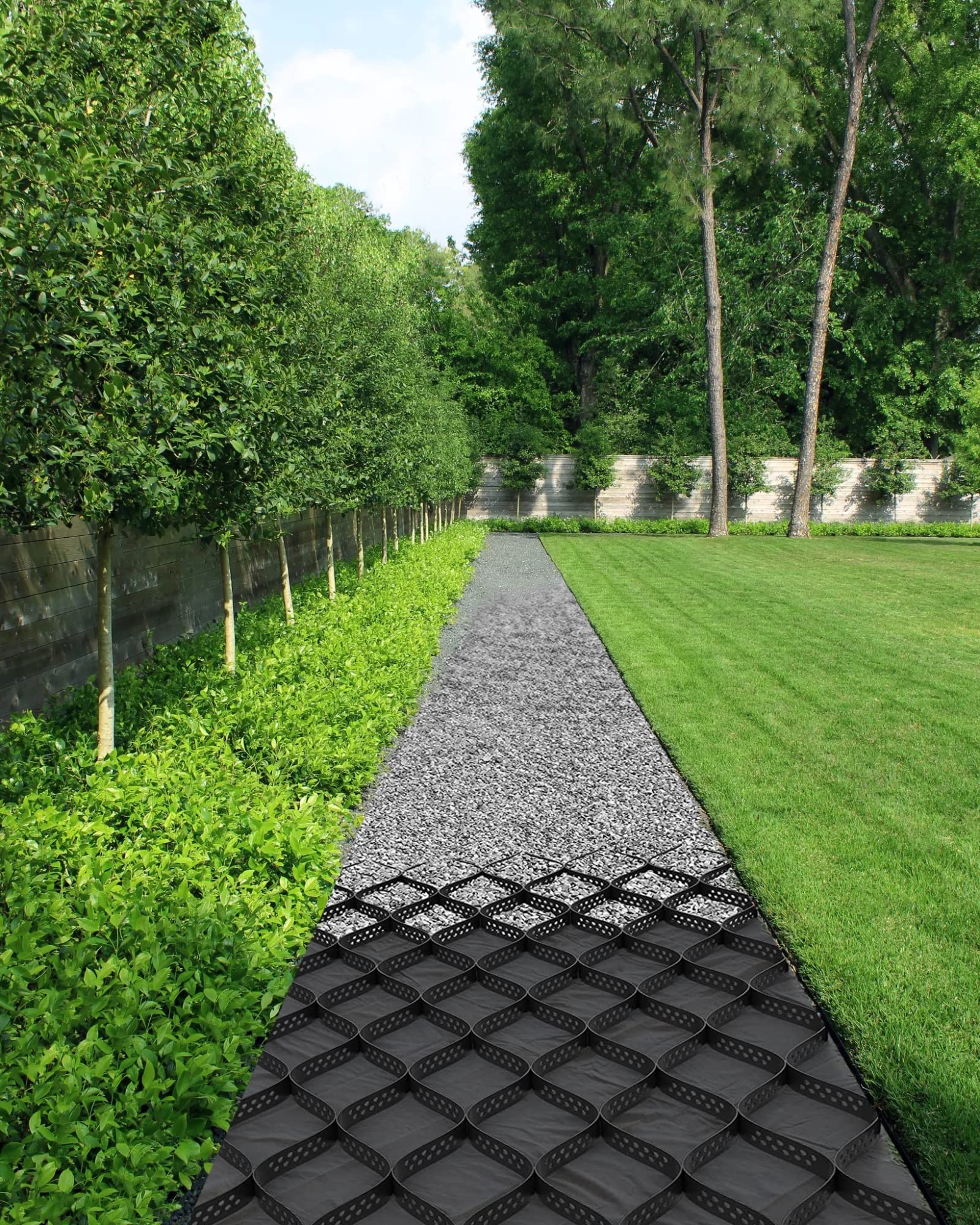 Geoceldas Grava Jardín Geomalla 5cm de Alto Geocelda estabilizadora de Grava para Trabajos de subrasante, paisajismo, Rejilla de Tierra de Grava de Panal, 2m/3m/4m/5m/6m/7m/8m/9m/10m de Largo